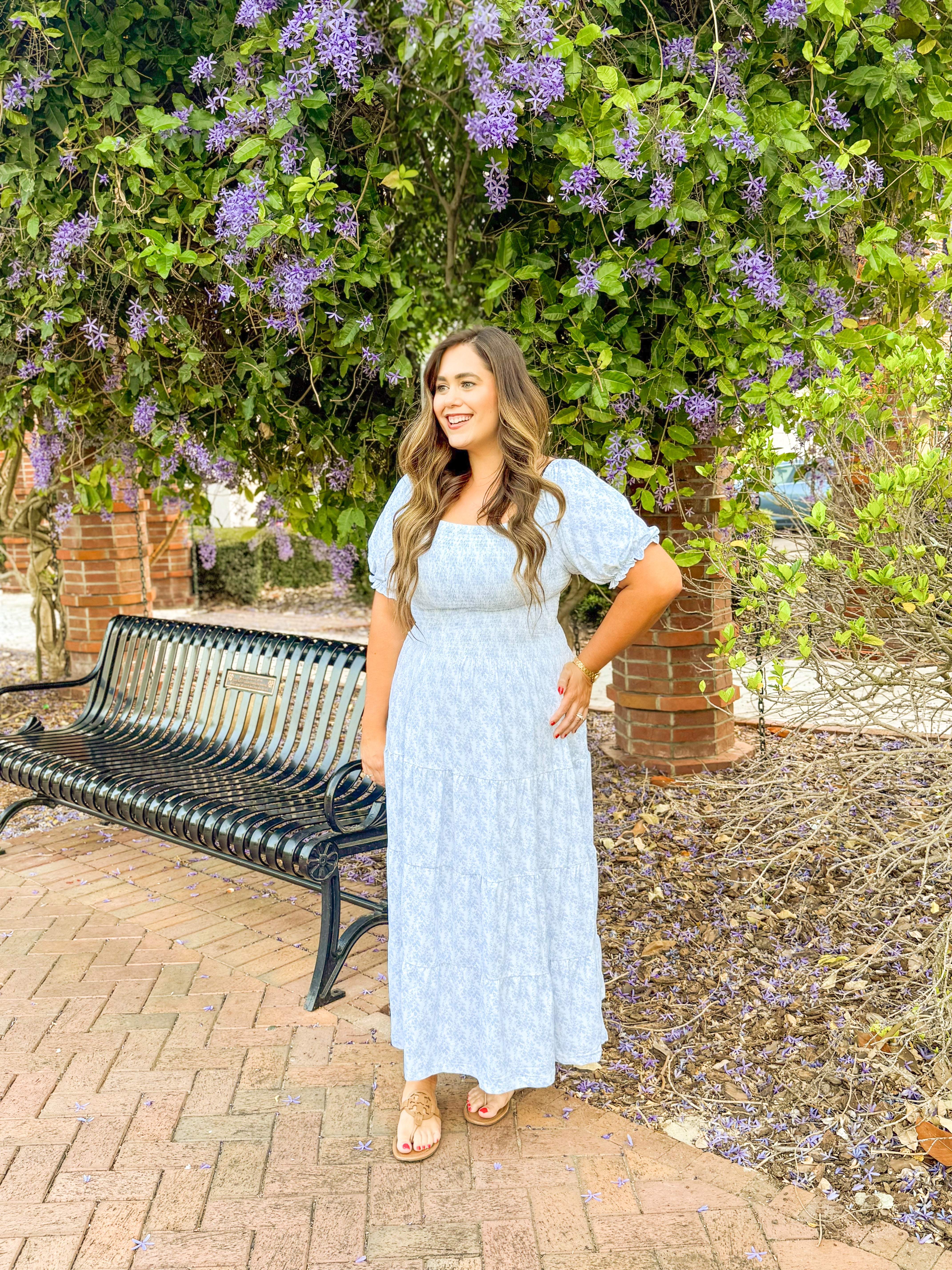 Women’s Blue Toile Knit Midi Dress