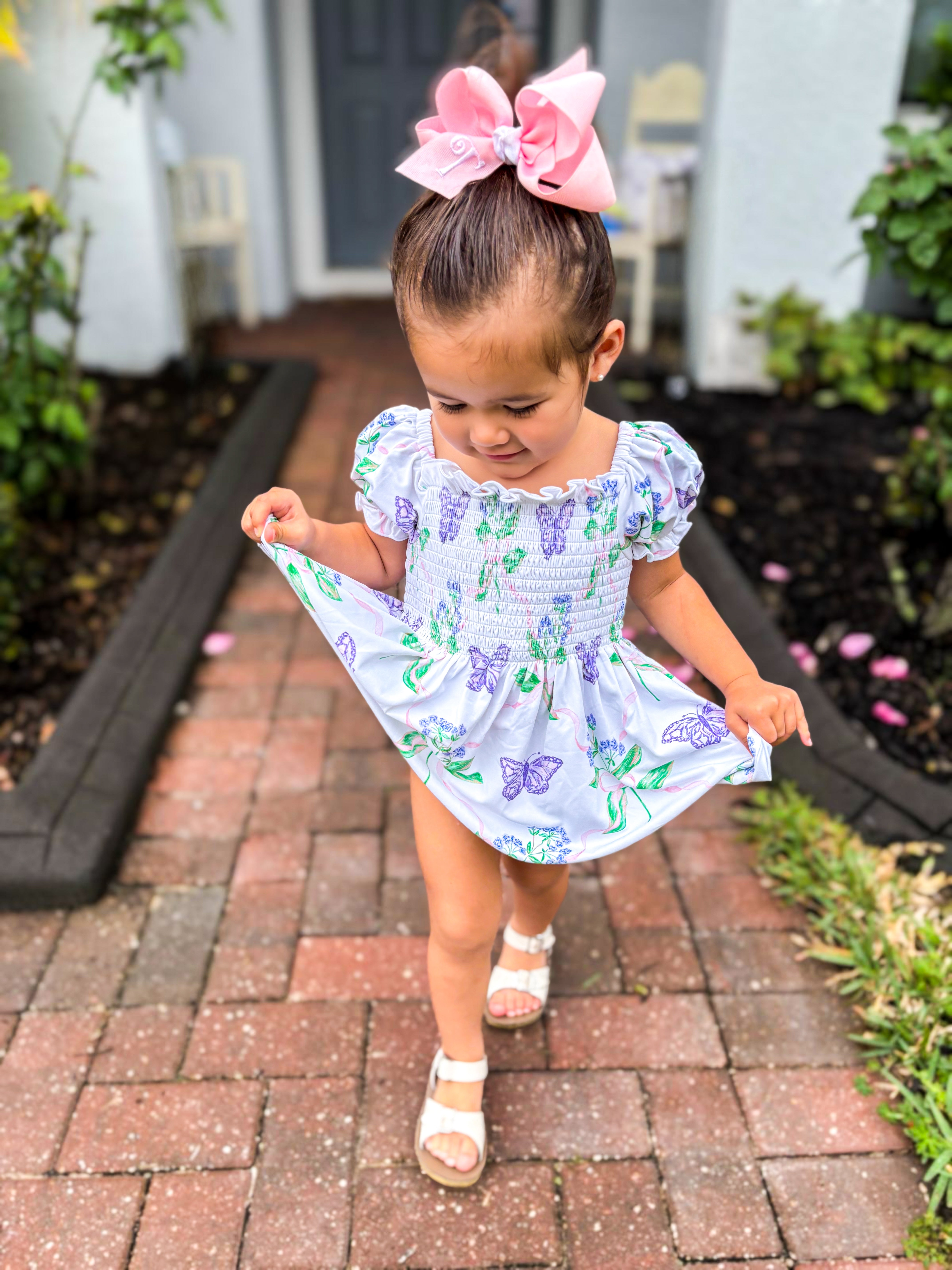 Girls Butterfly Garden Knit Bubble