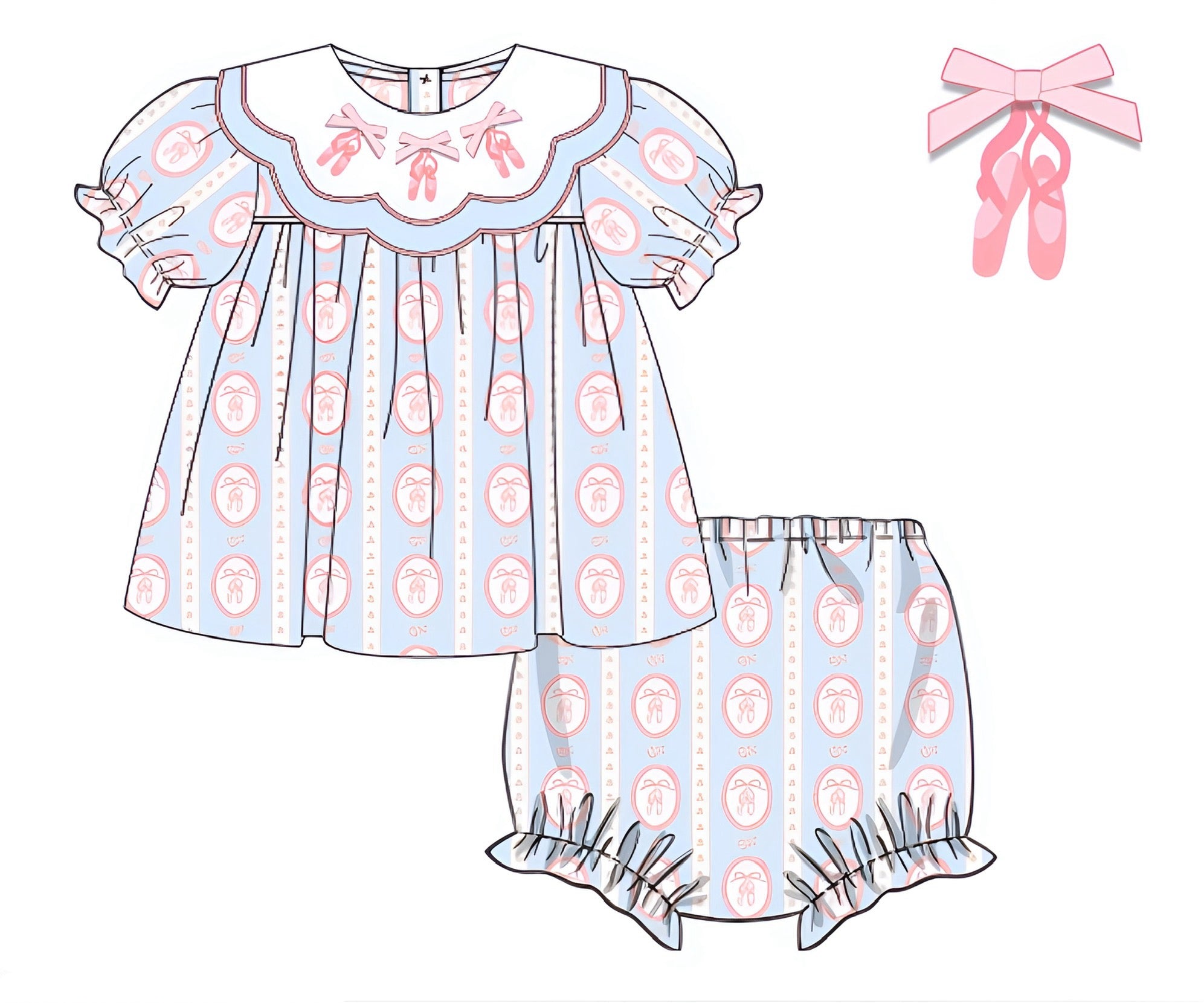 Girls Ballet Knit Bloomer Set