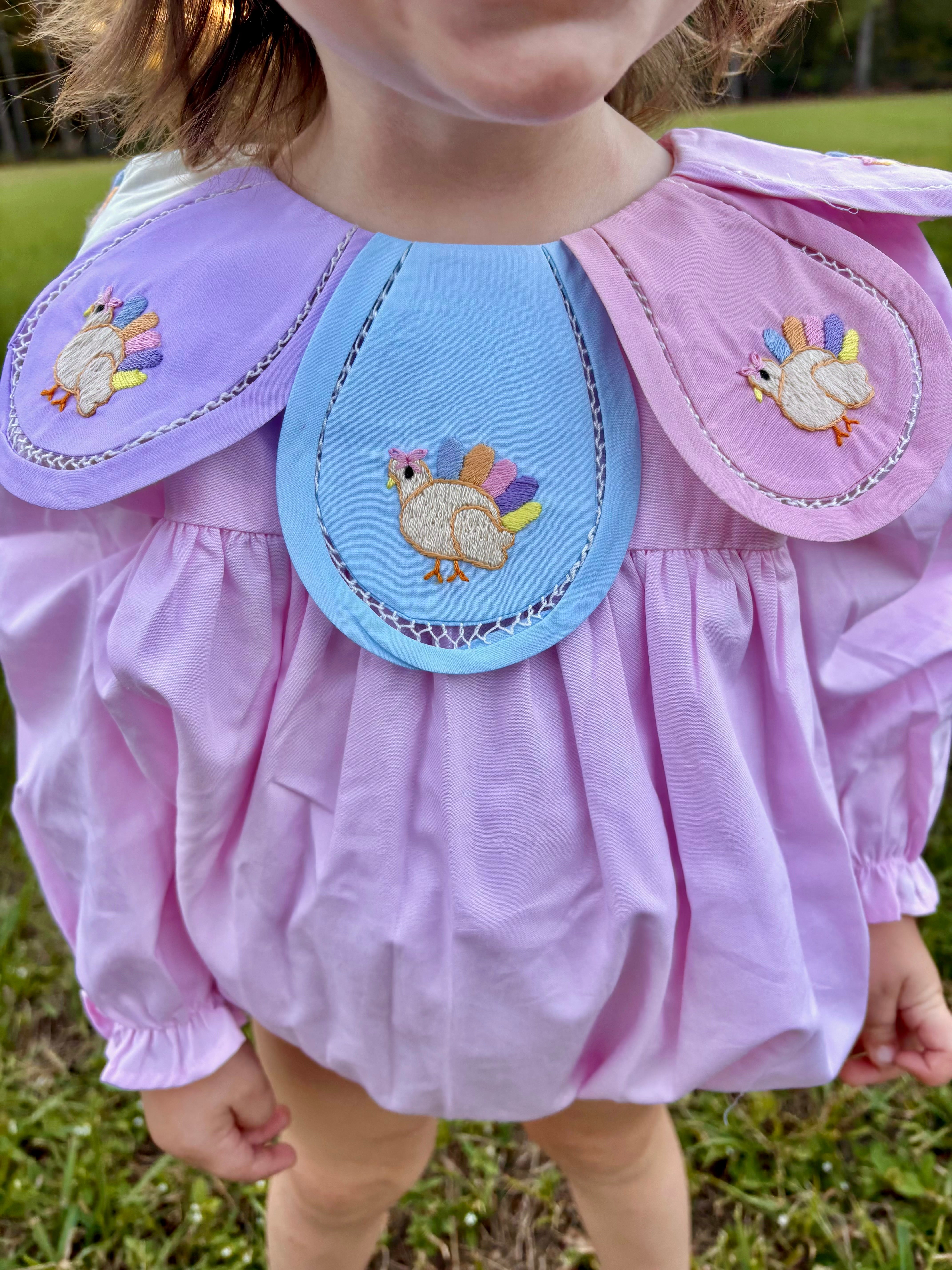 Girls Colorful Turkeys Petal Bubble
