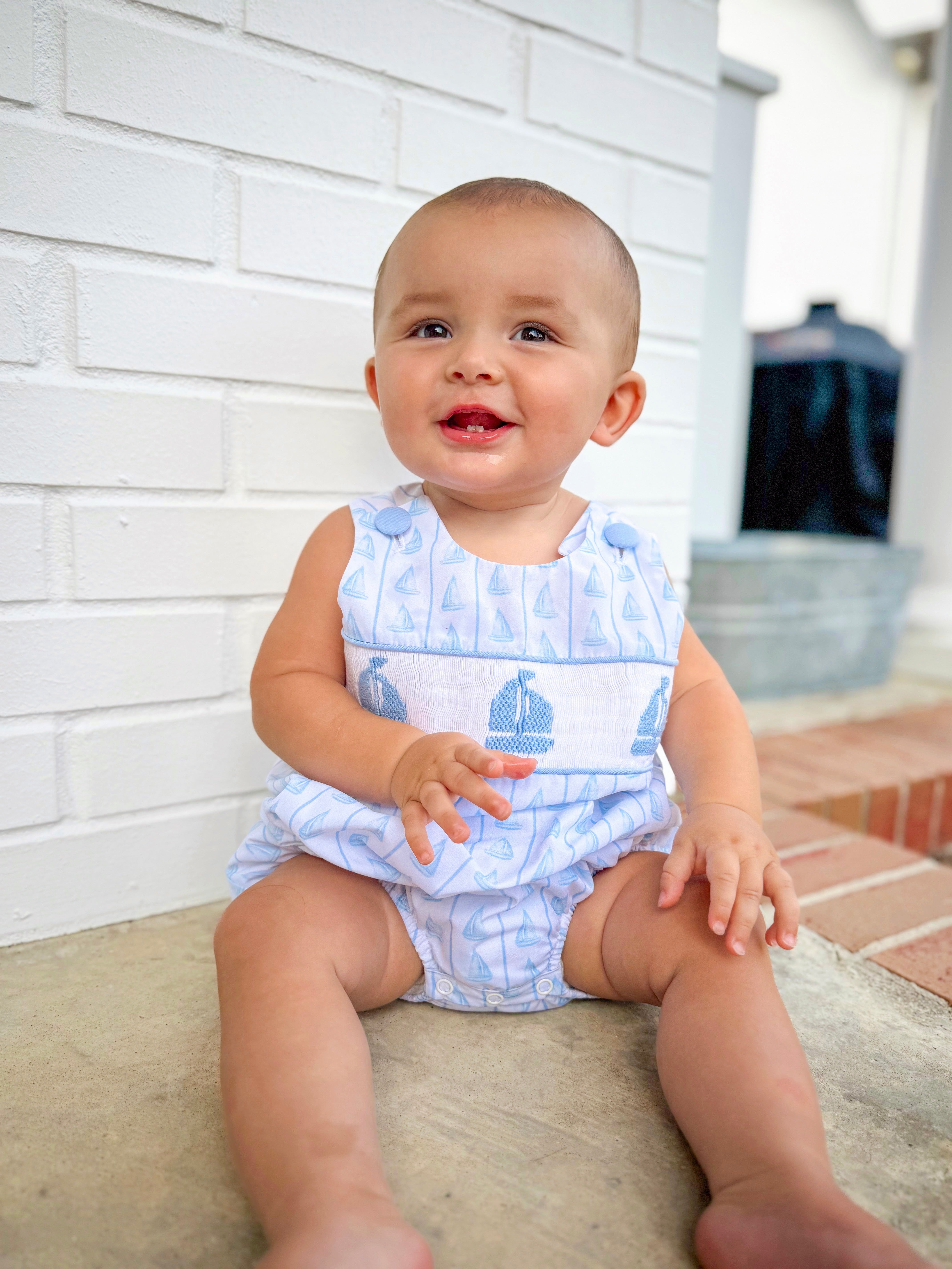 Boys Smocked Sailboats Bubble