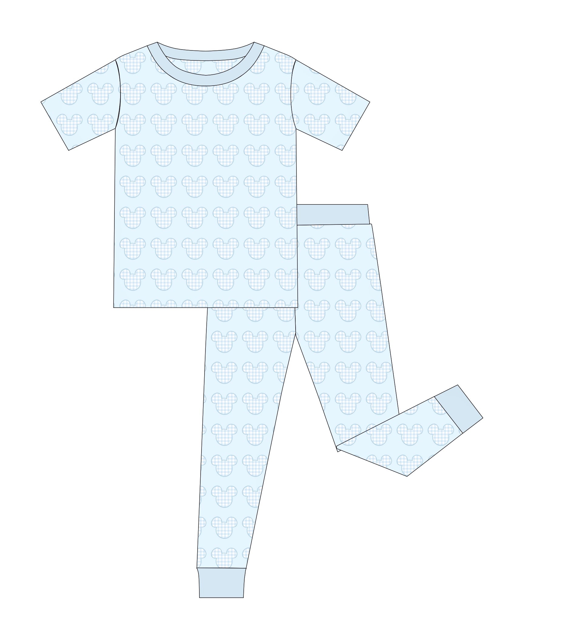 PRE ORDER Boys Gingham Mouse Bamboo Pajama Pant Set