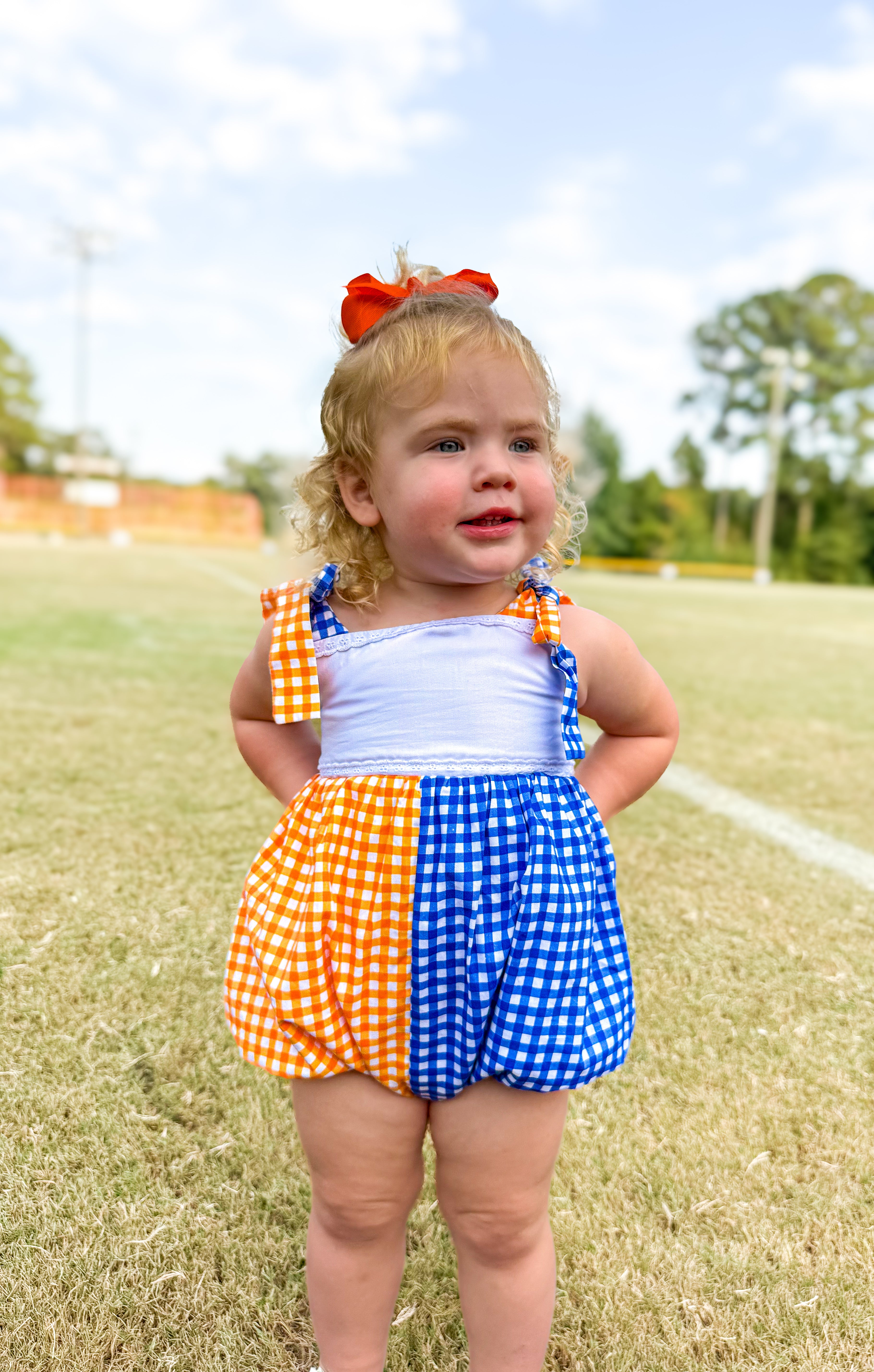 Royal Blue & Orange Gingham Bubble