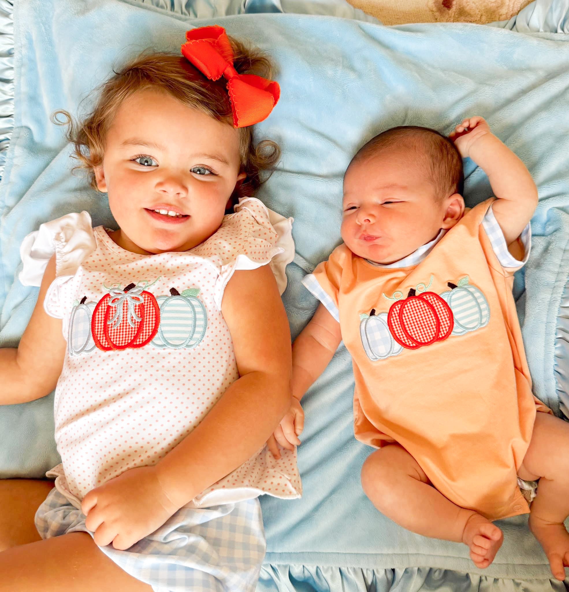 Boys Pumpkin Appliqué Bubble RTS