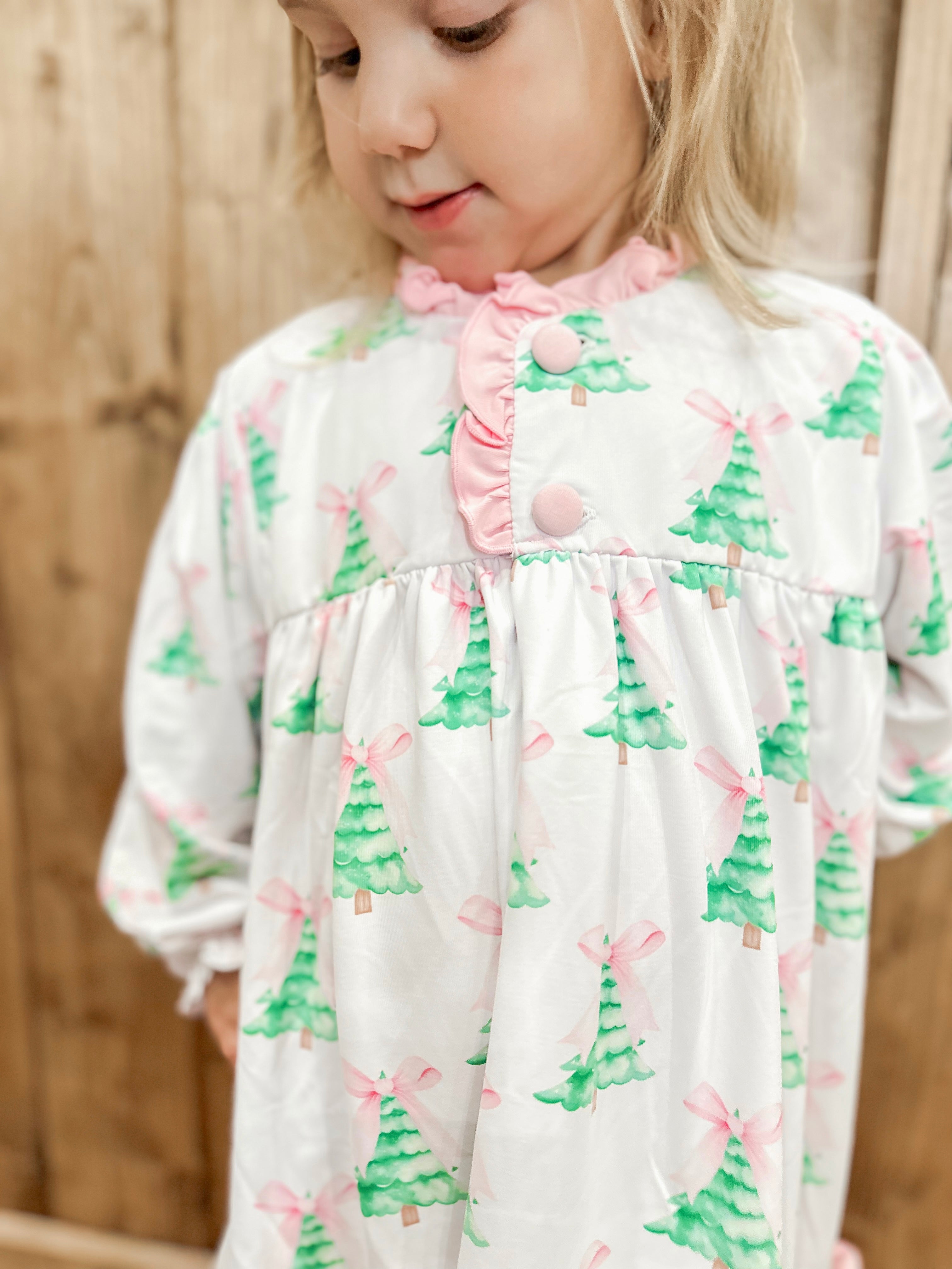 Girls Christmas Tree Knit Gown RTS