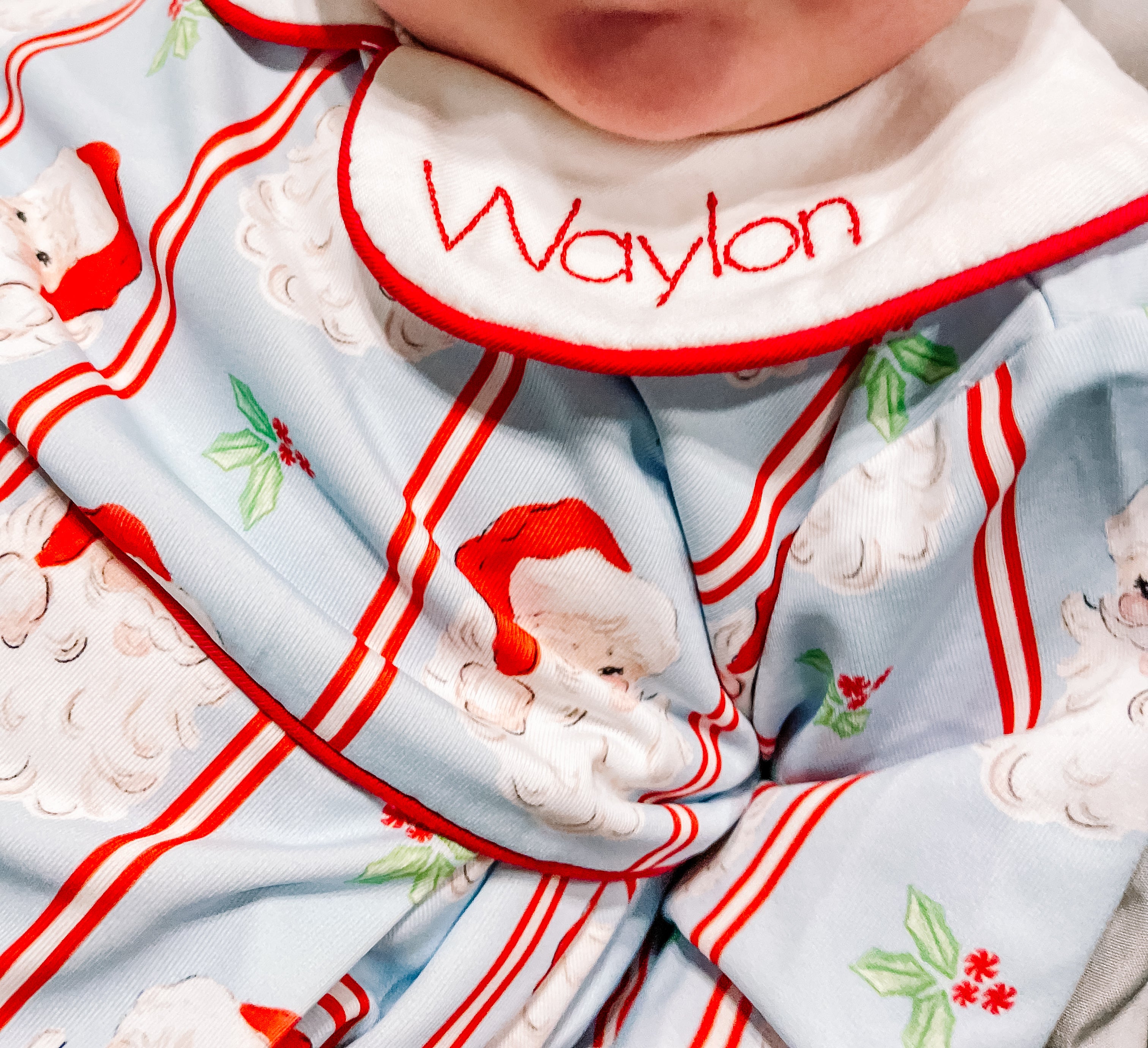 Boys Blue Santa Knit Long Romper RTS