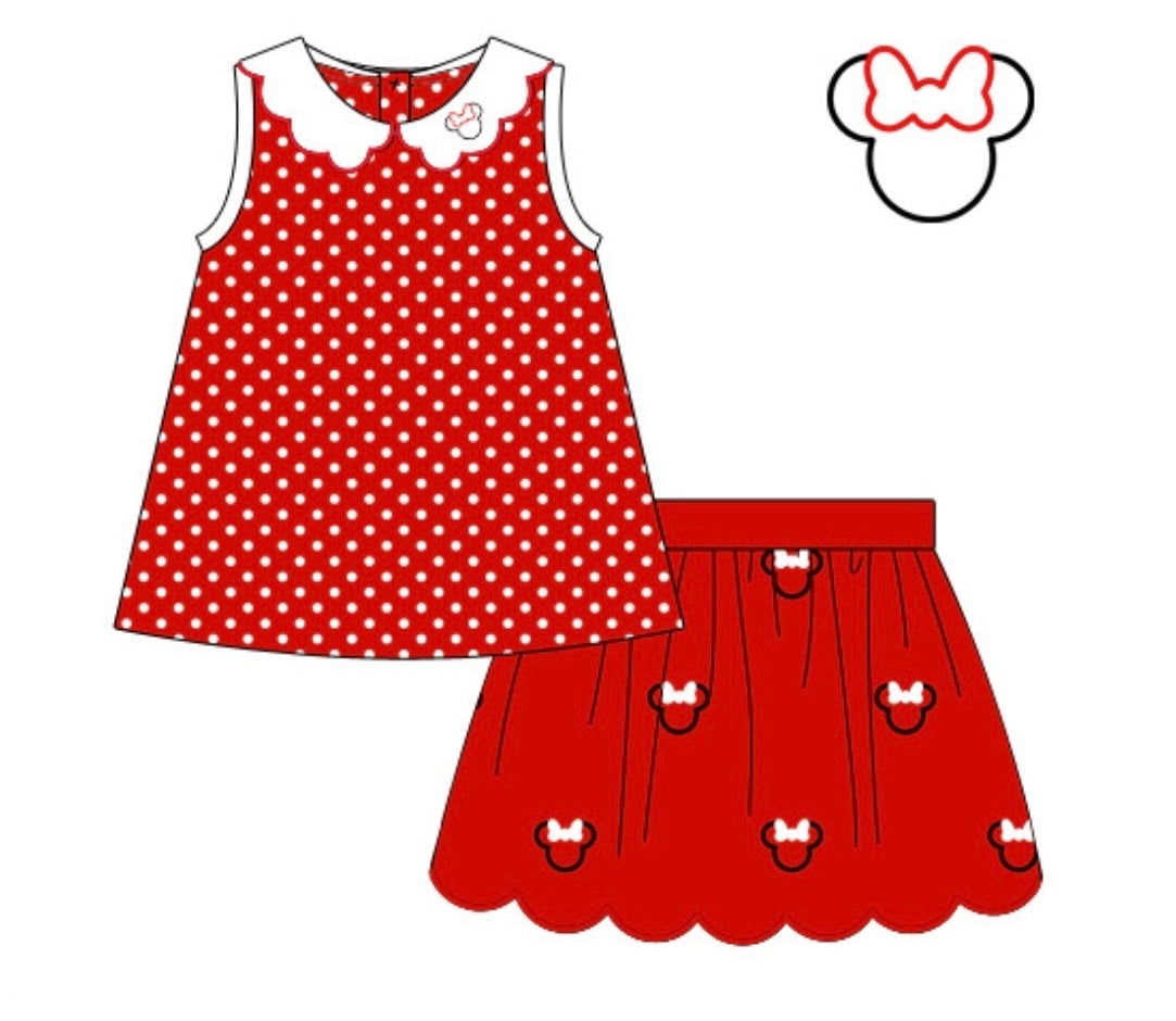 Girls Polka Dot Mouse Skort Set RTS
