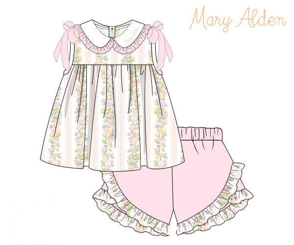 Girls Fall Floral Vine Short Set