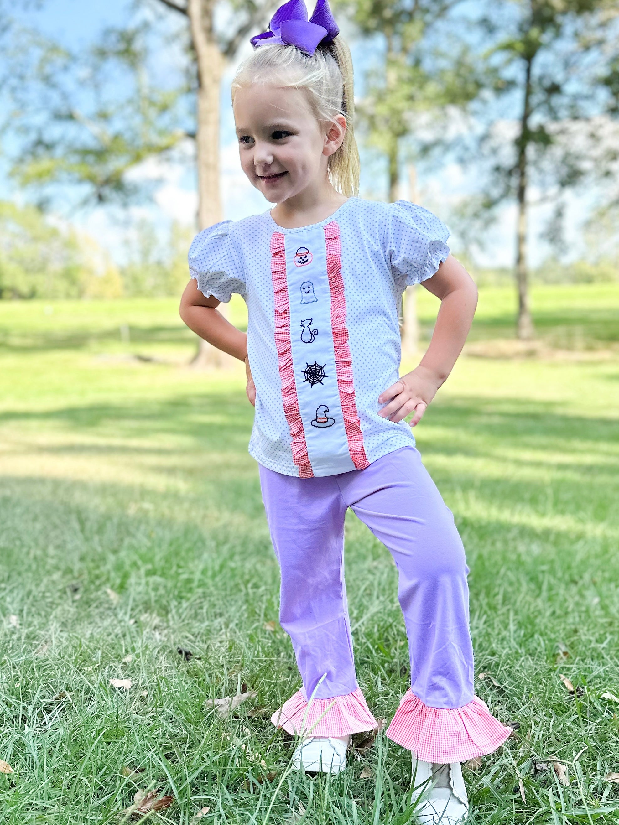 Girls Embroidered Halloween Pant Set RTS
