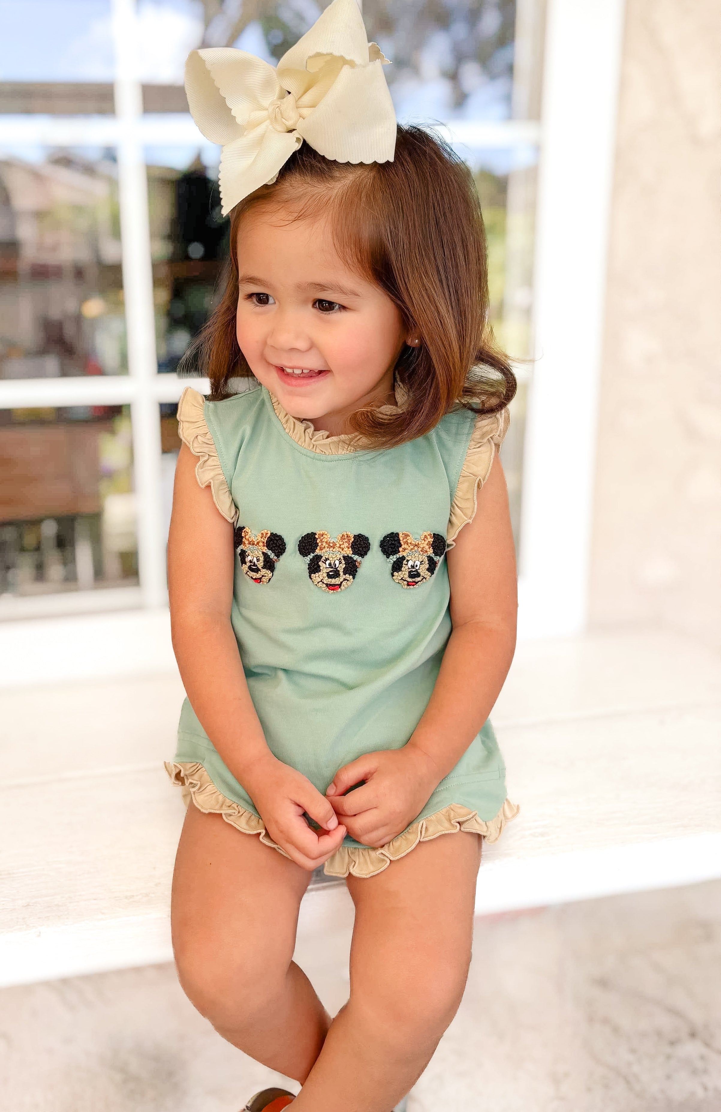 Girls French Knot Safari Mouse Bloomer Set RTS