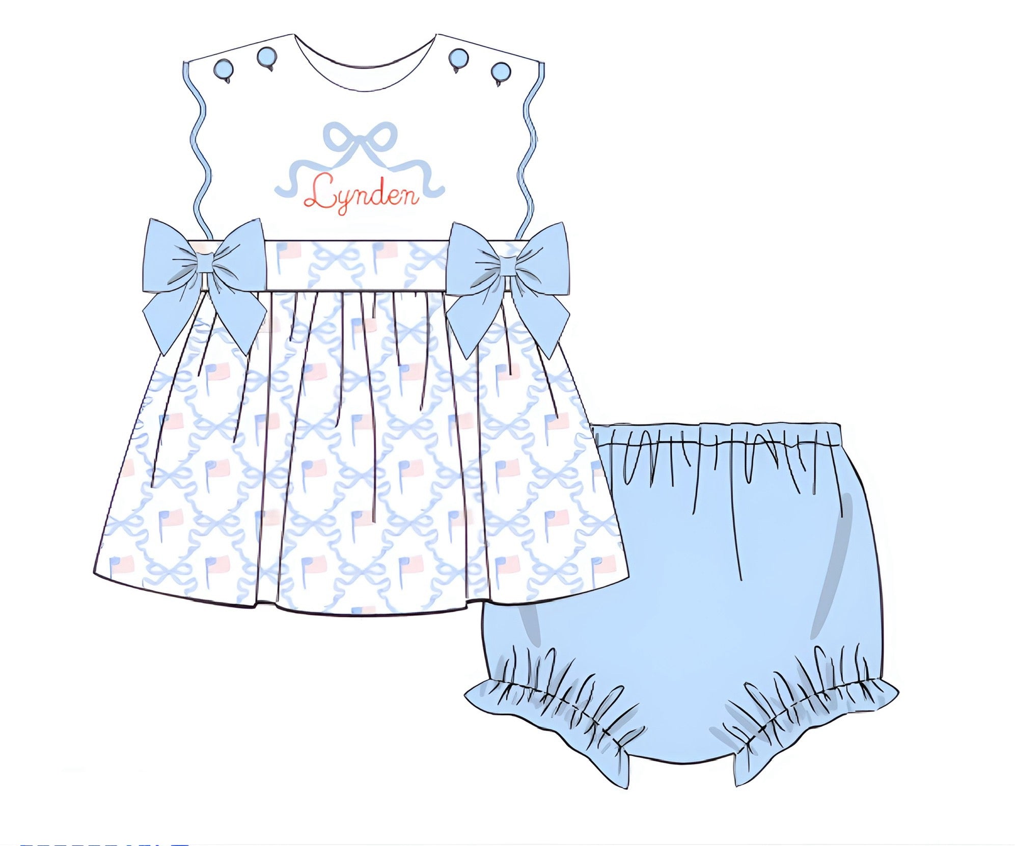 Girls American Flag Bloomer Set