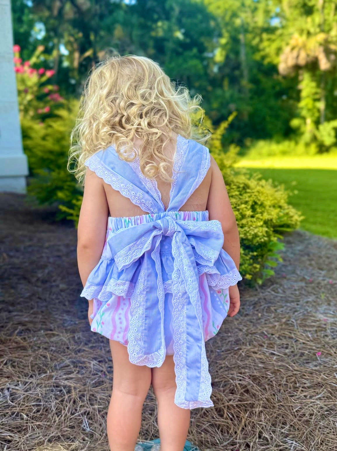 Girls Wavy Floral Sunsuit