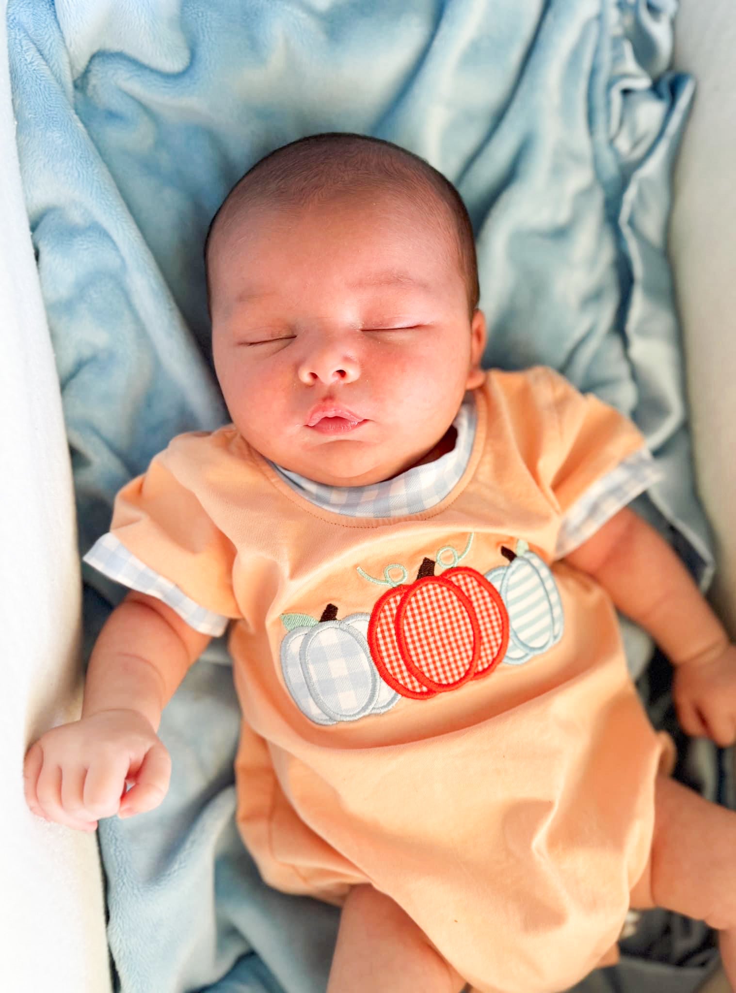 Boys Pumpkin Appliqué Bubble RTS