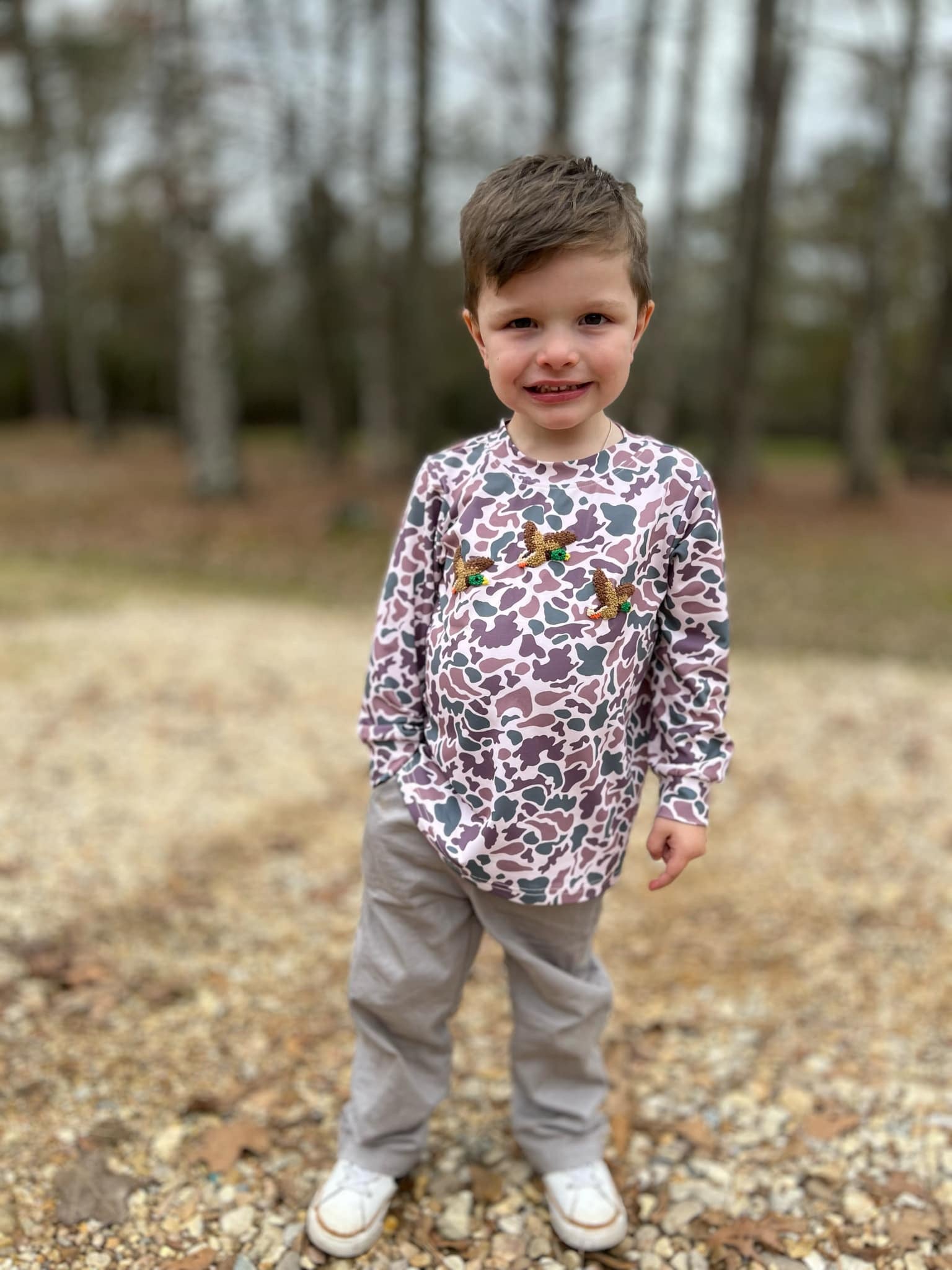 Boys Camo French Knot Mallard Shirt