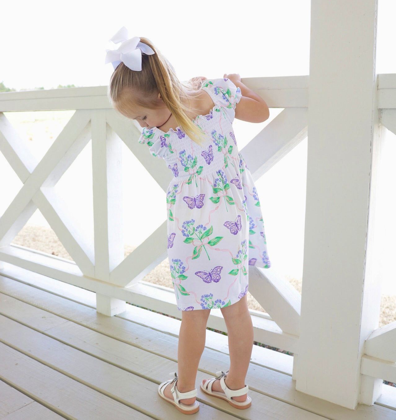 Girls Butterfly Garden Knit Dress Little Bluebird Smocks Girls Butterfly Garden Knit Dress Little Bluebird Smocks
