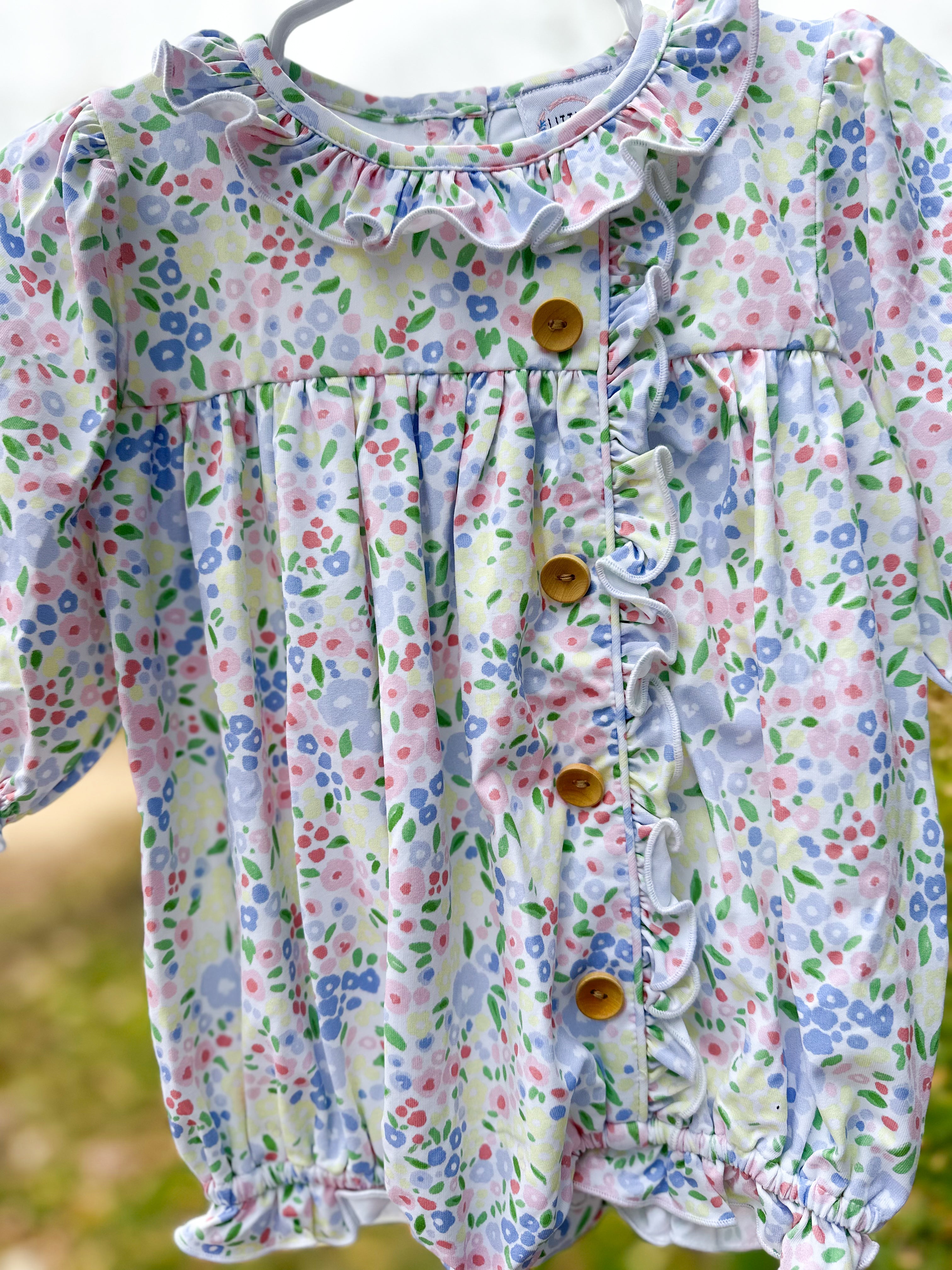 Girls Multi Color Floral Knit Bubble