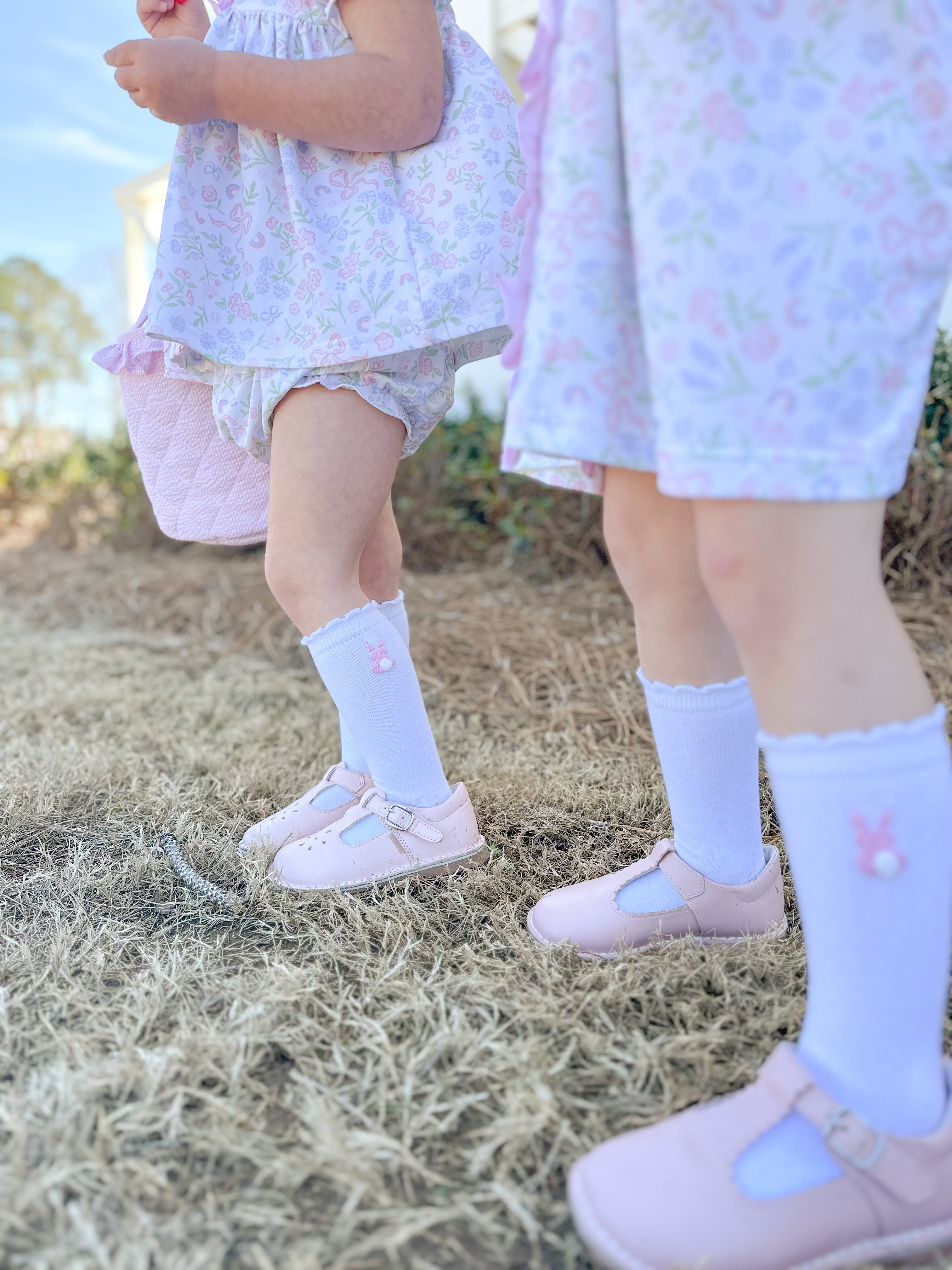 Girls Pink Bunnies Knee High Socks