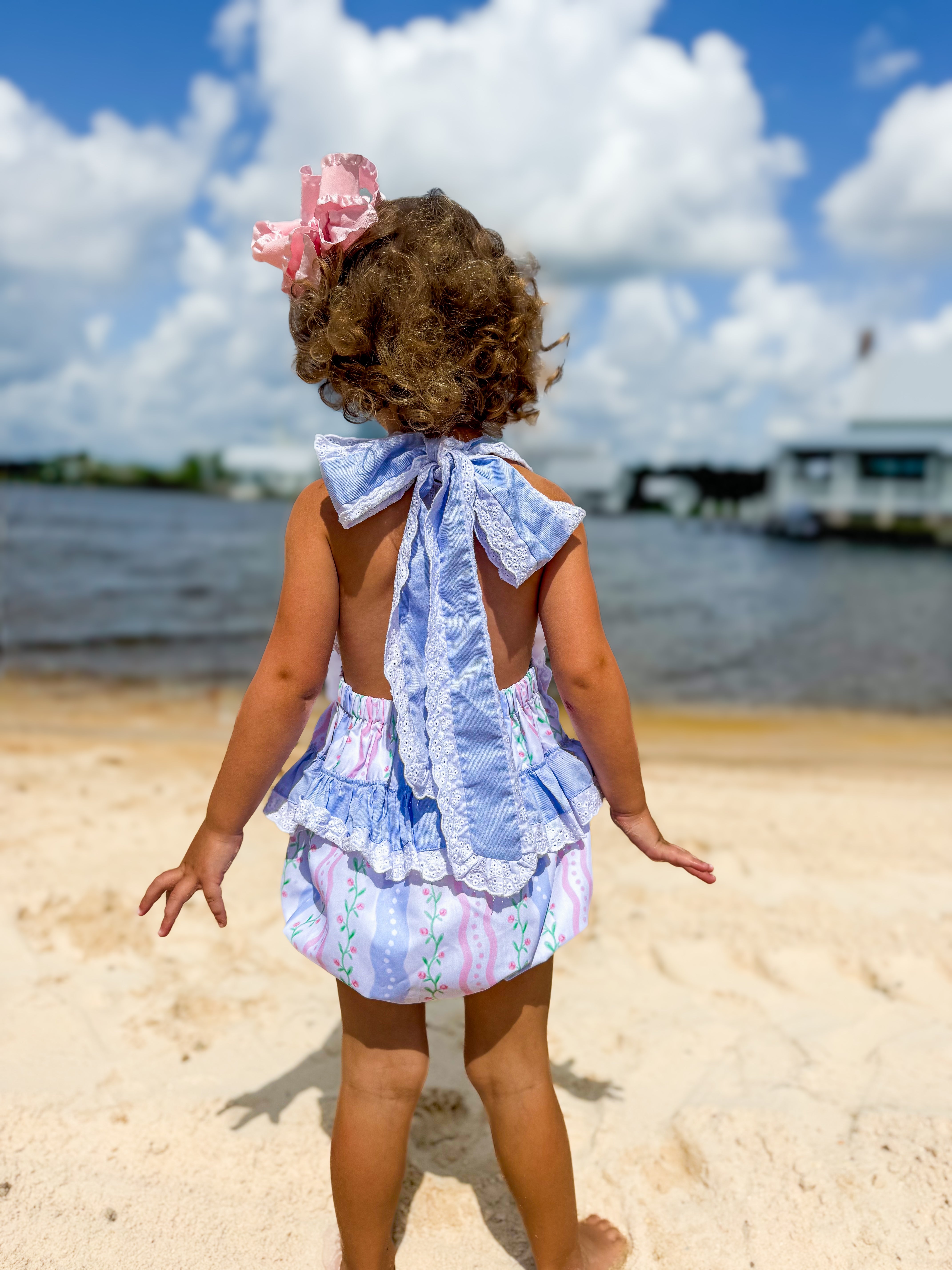 Girls Wavy Floral Sunsuit