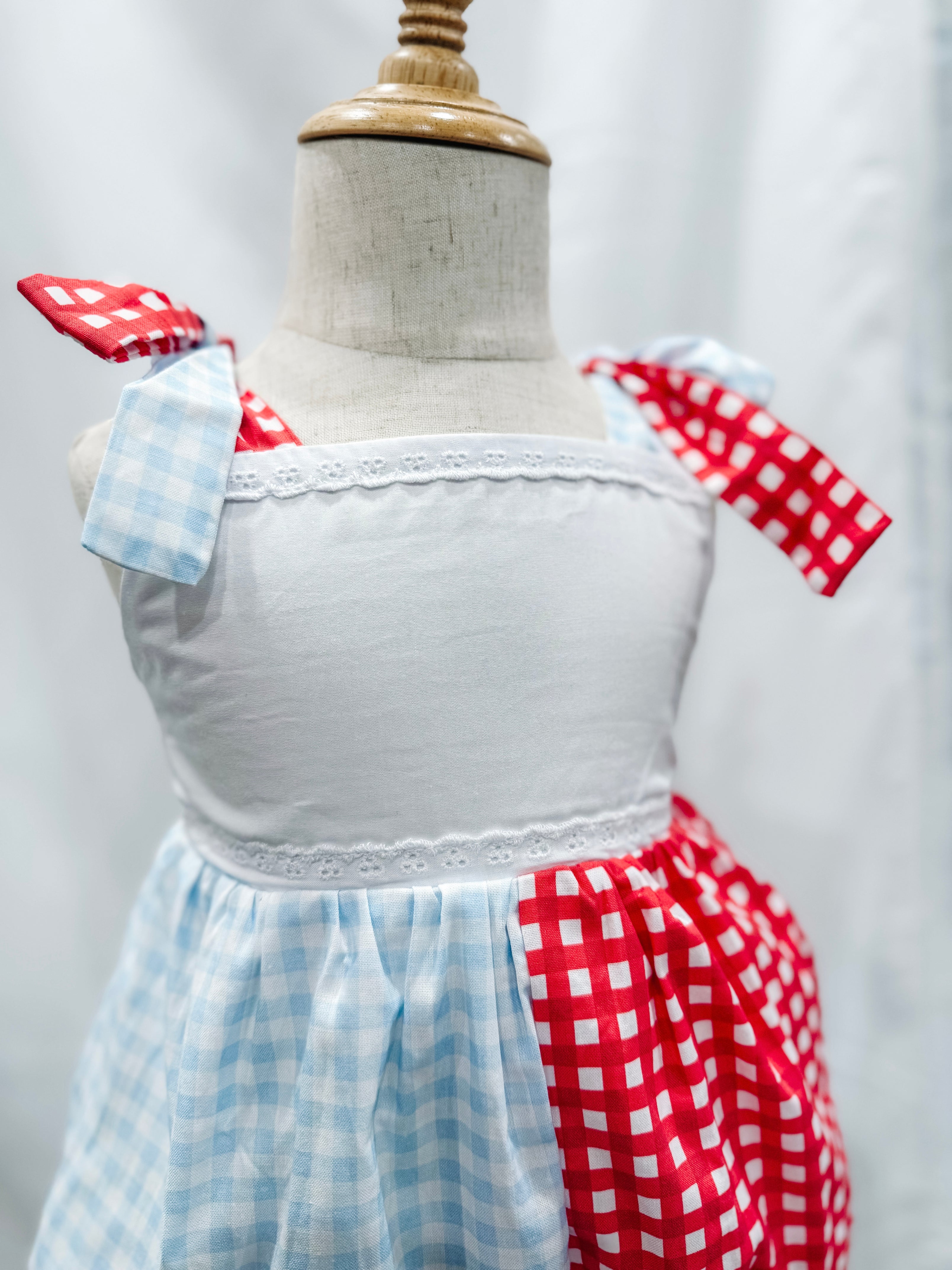 Powder Blue & Red Gingham Bubble