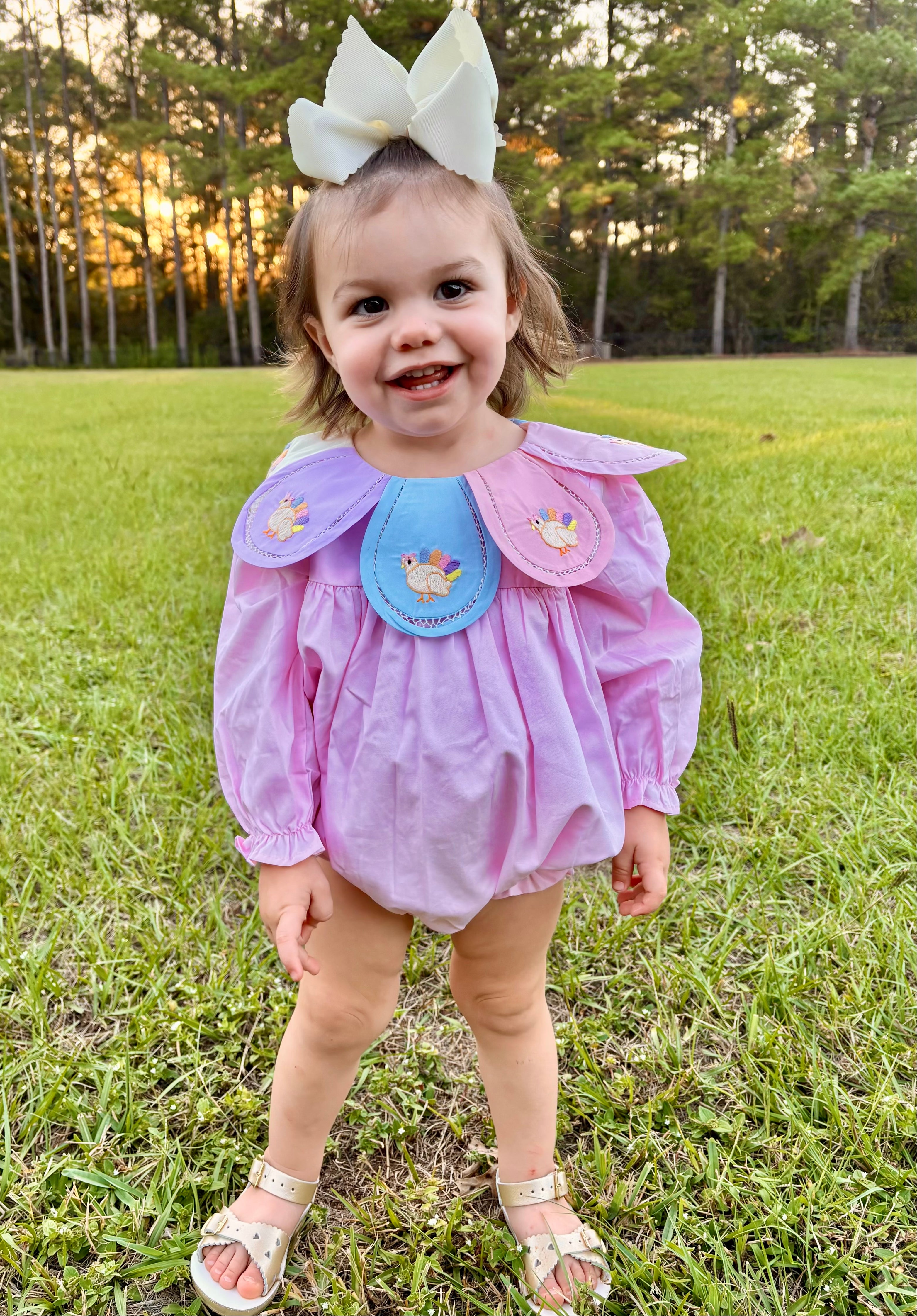 Girls Colorful Turkeys Petal Bubble