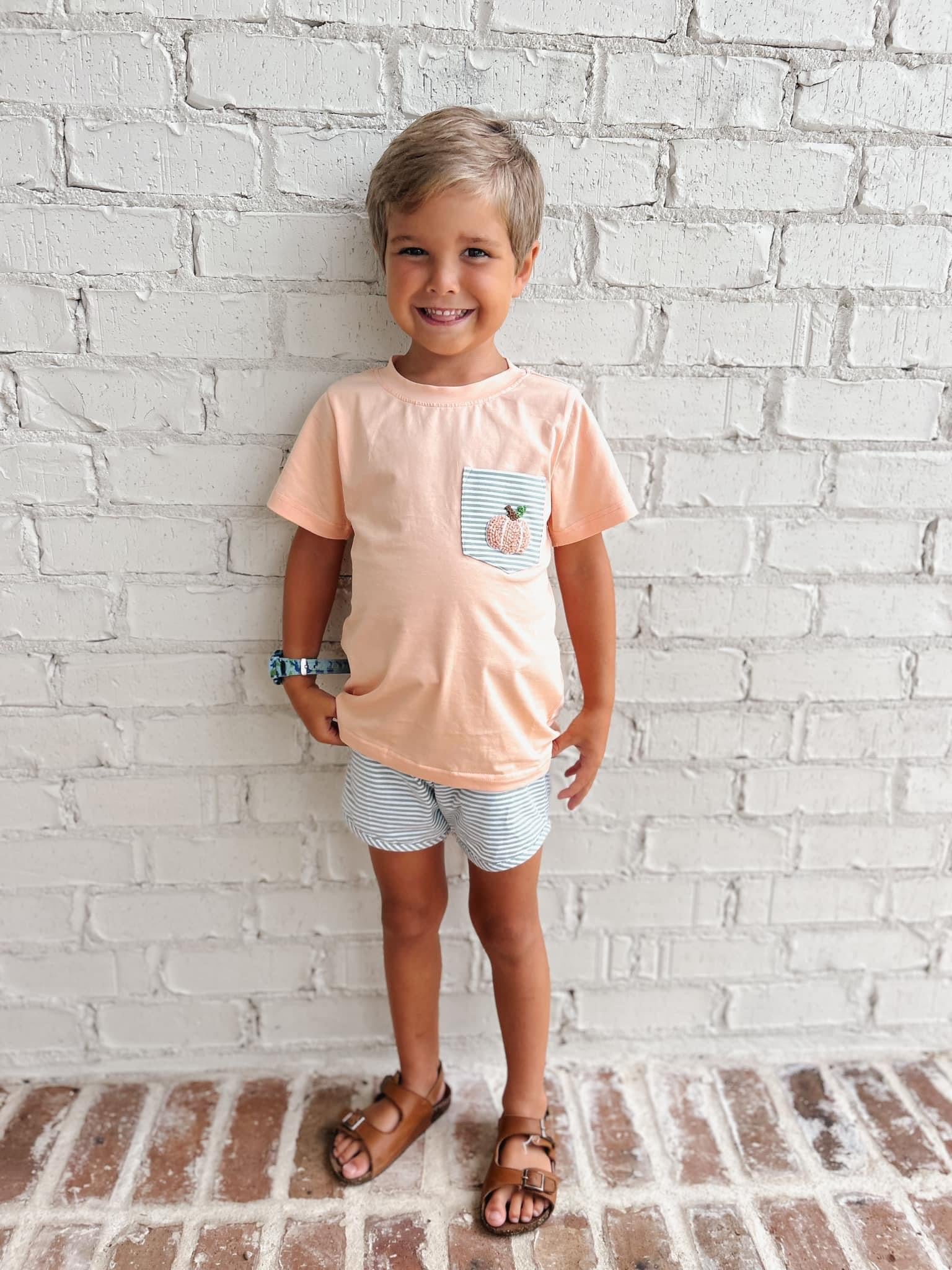 Boys Fairytale French Knot Pumpkin Short Set RTS