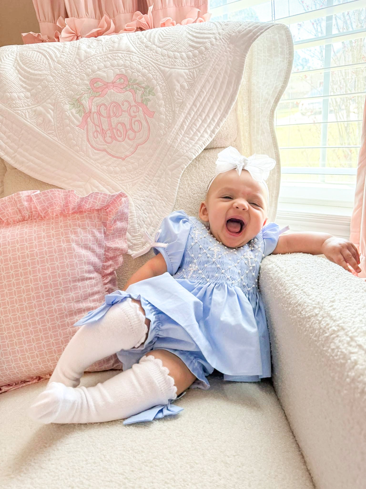 Girls Blue Cross Heirloom Bloomer Set