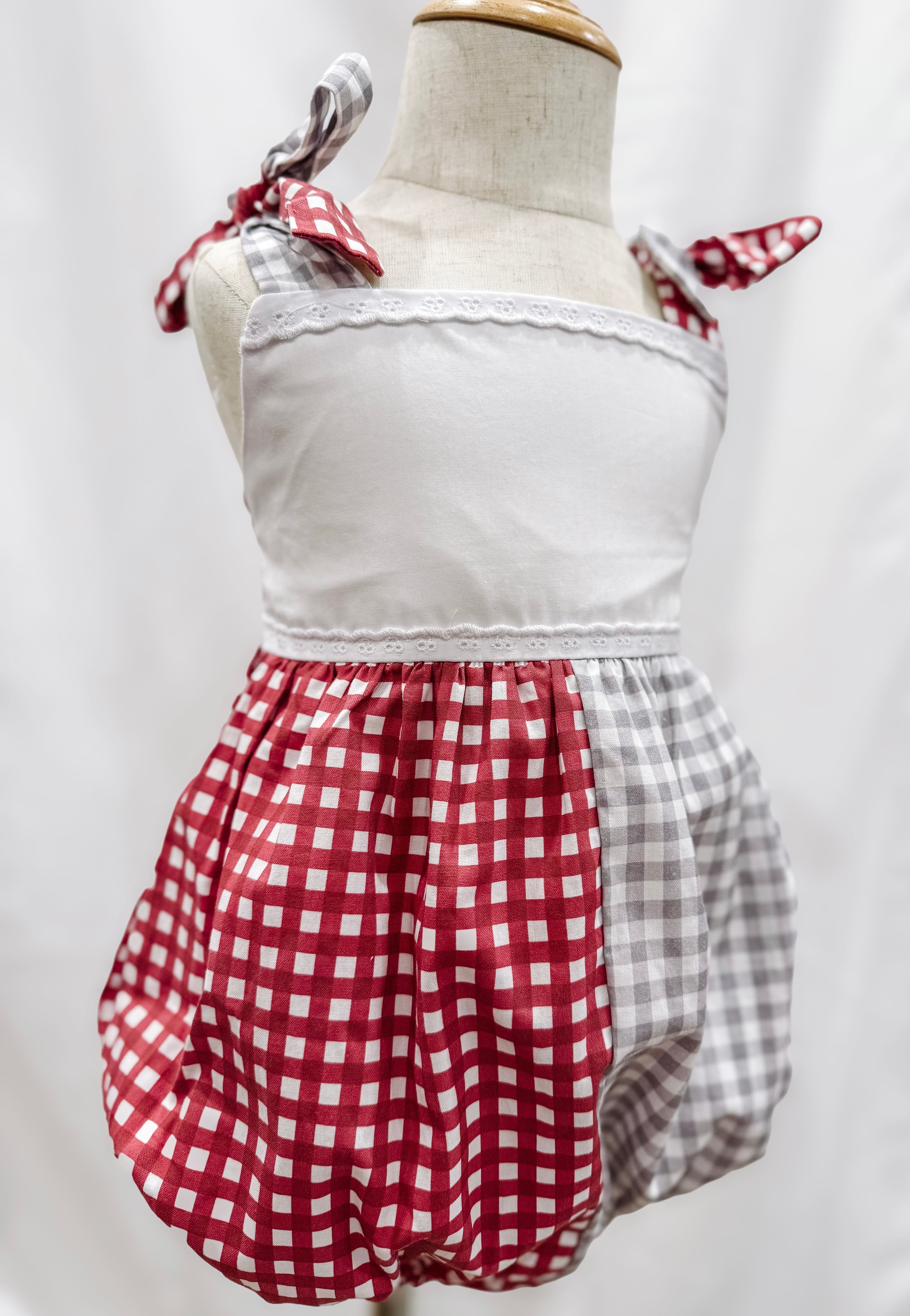 Crimson & Gray Gingham Bubble