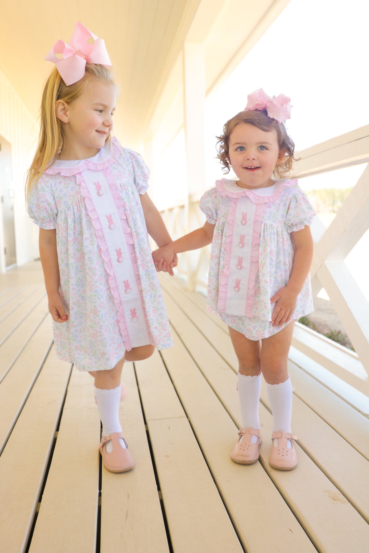 Girls Floral Bunnies Knit Dress