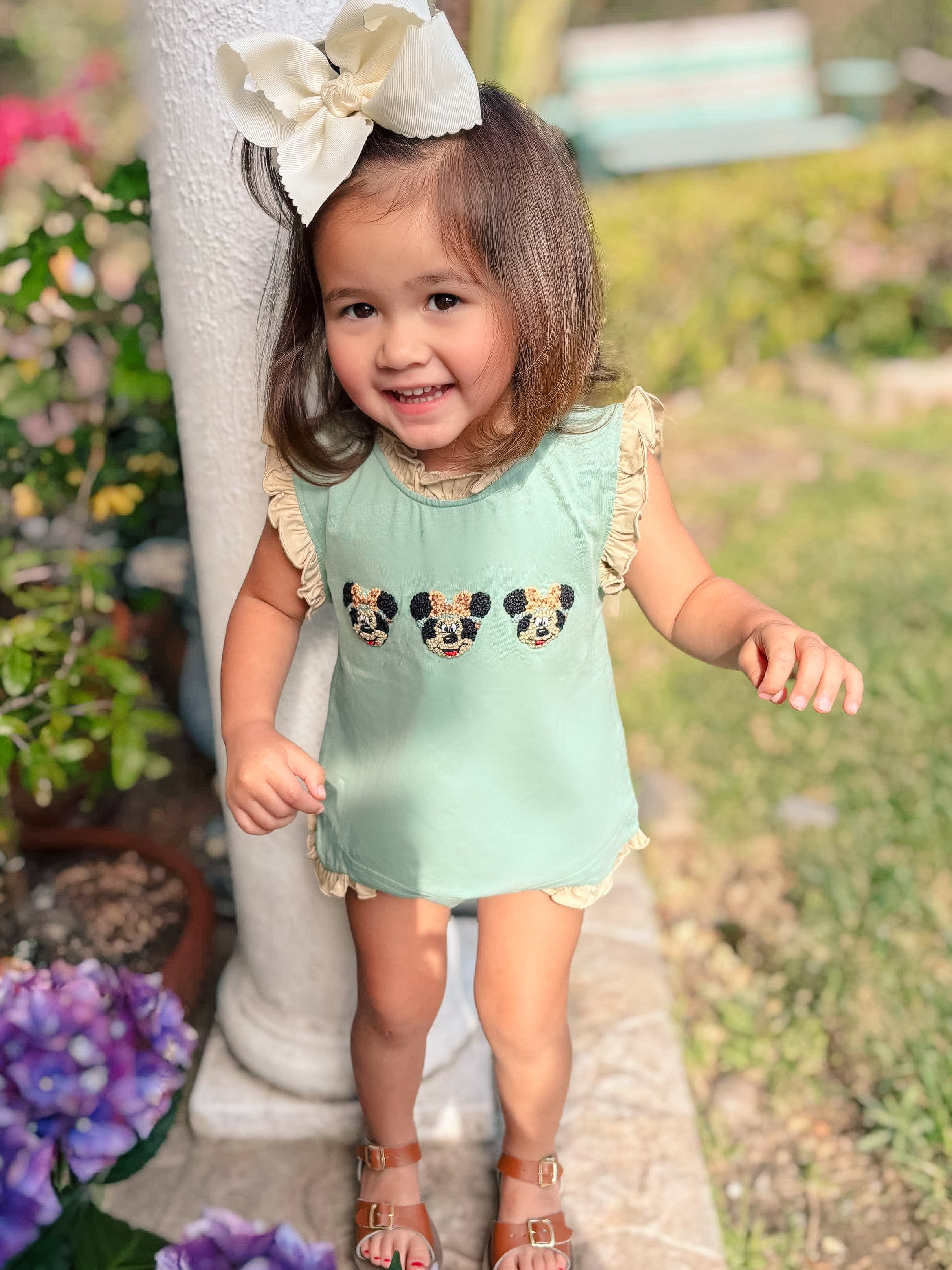 Girls French Knot Safari Mouse Bloomer Set RTS