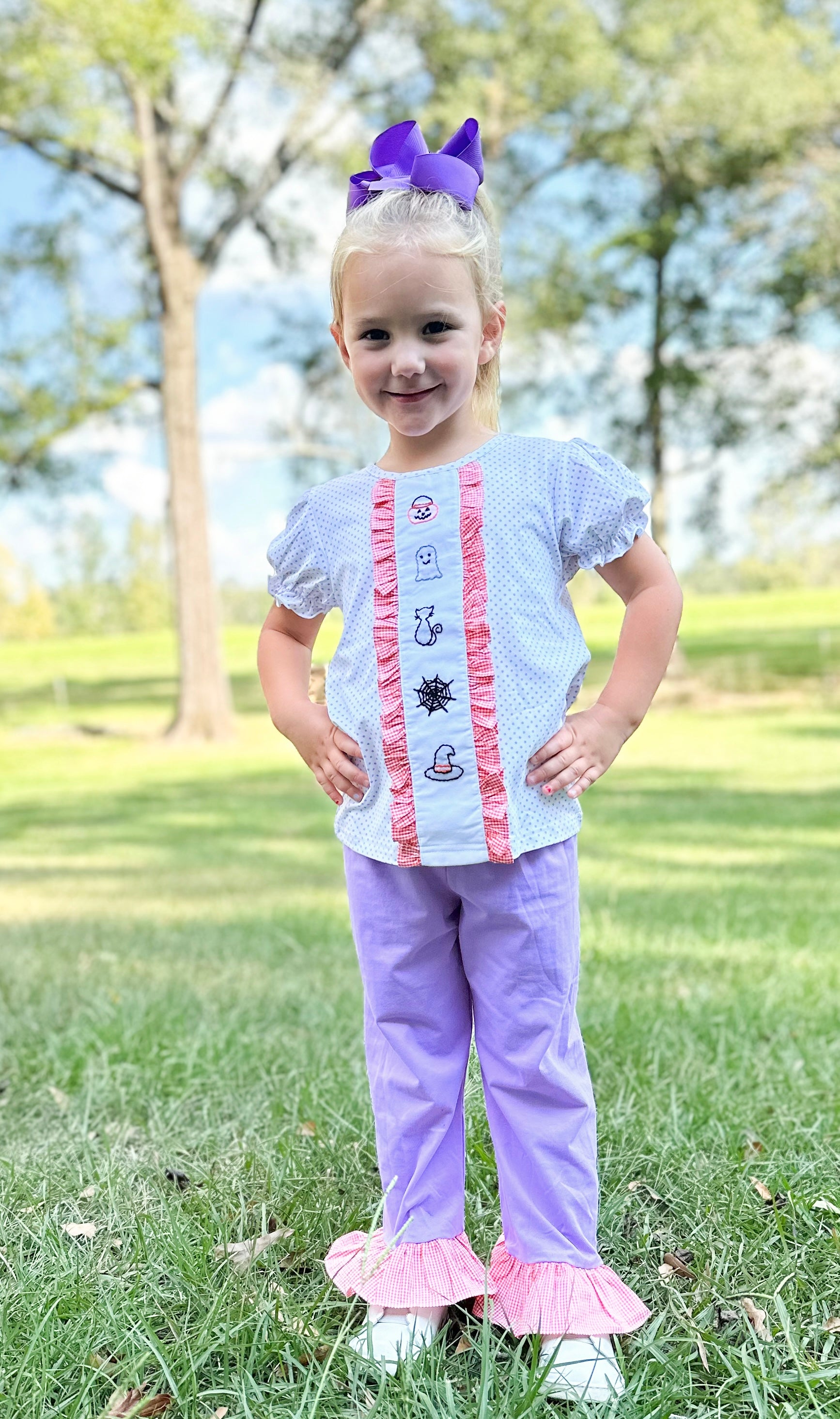 Girls Embroidered Halloween Pant Set RTS