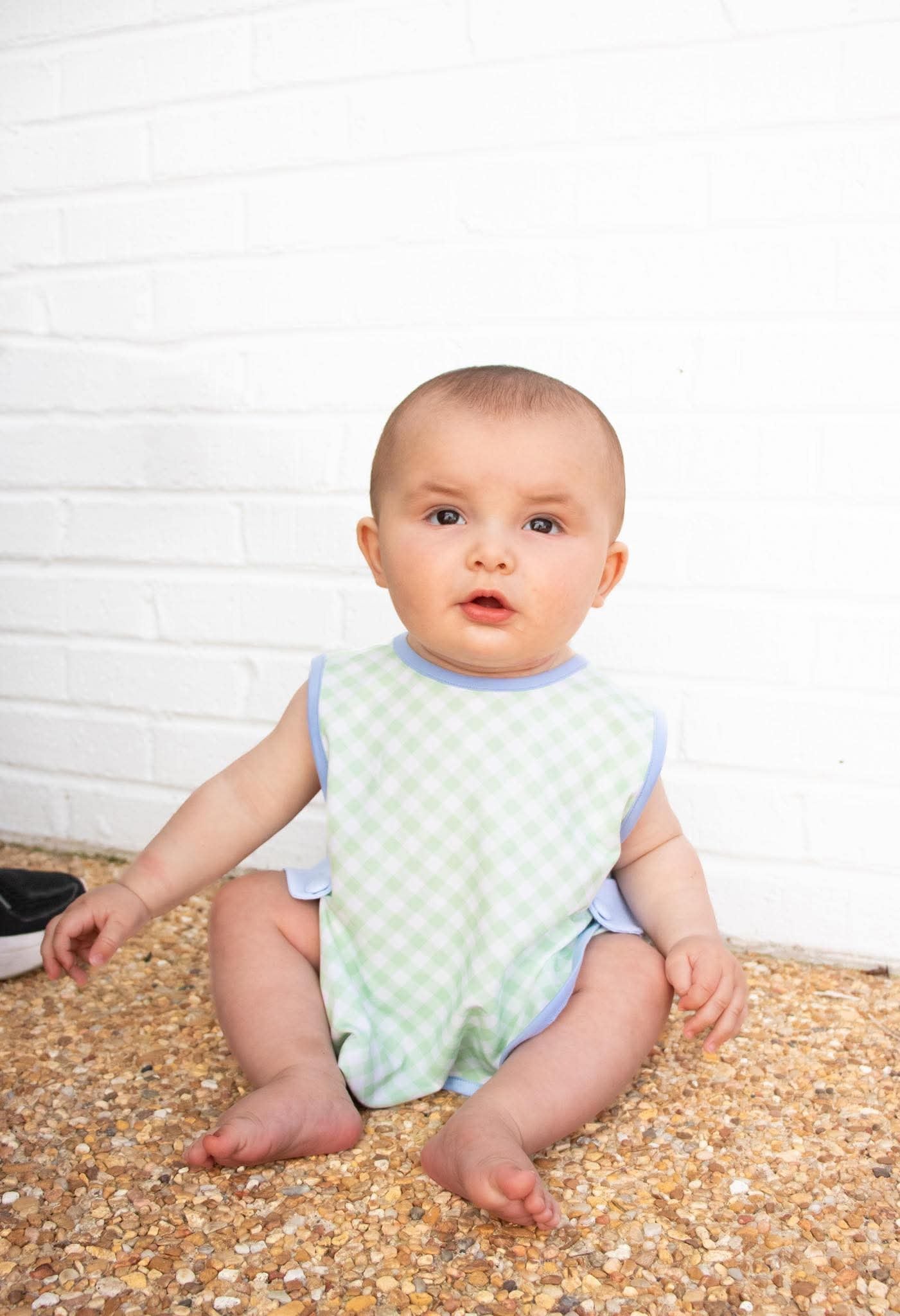 Boys Charming Green Check Diaper Set