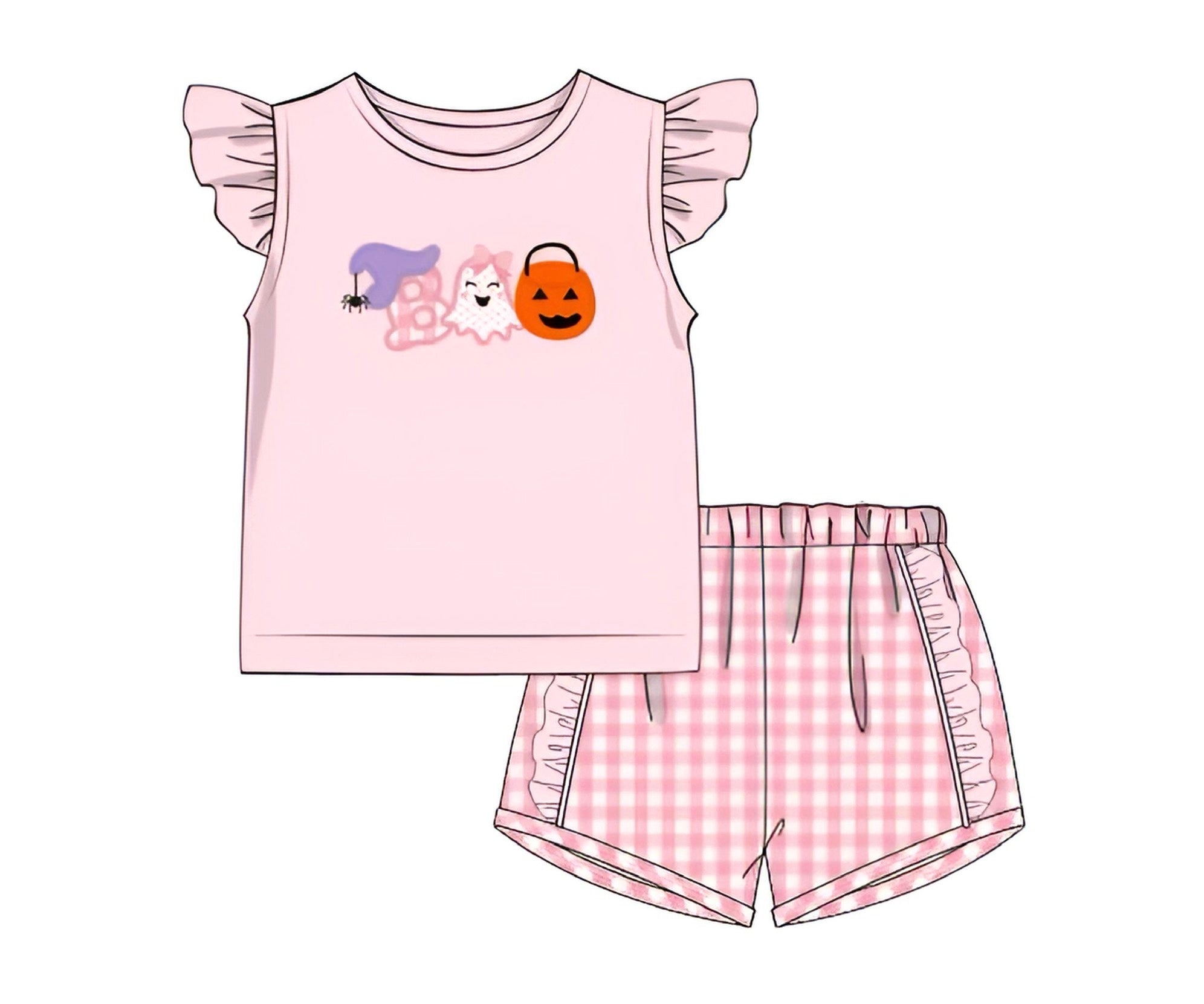 Girls BOO Appliqué Short Set RTS