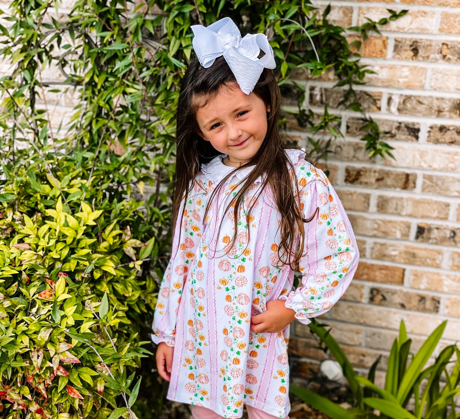 Girls Pink Scallop Pumpkins Bloomer Set (and dress) RTS