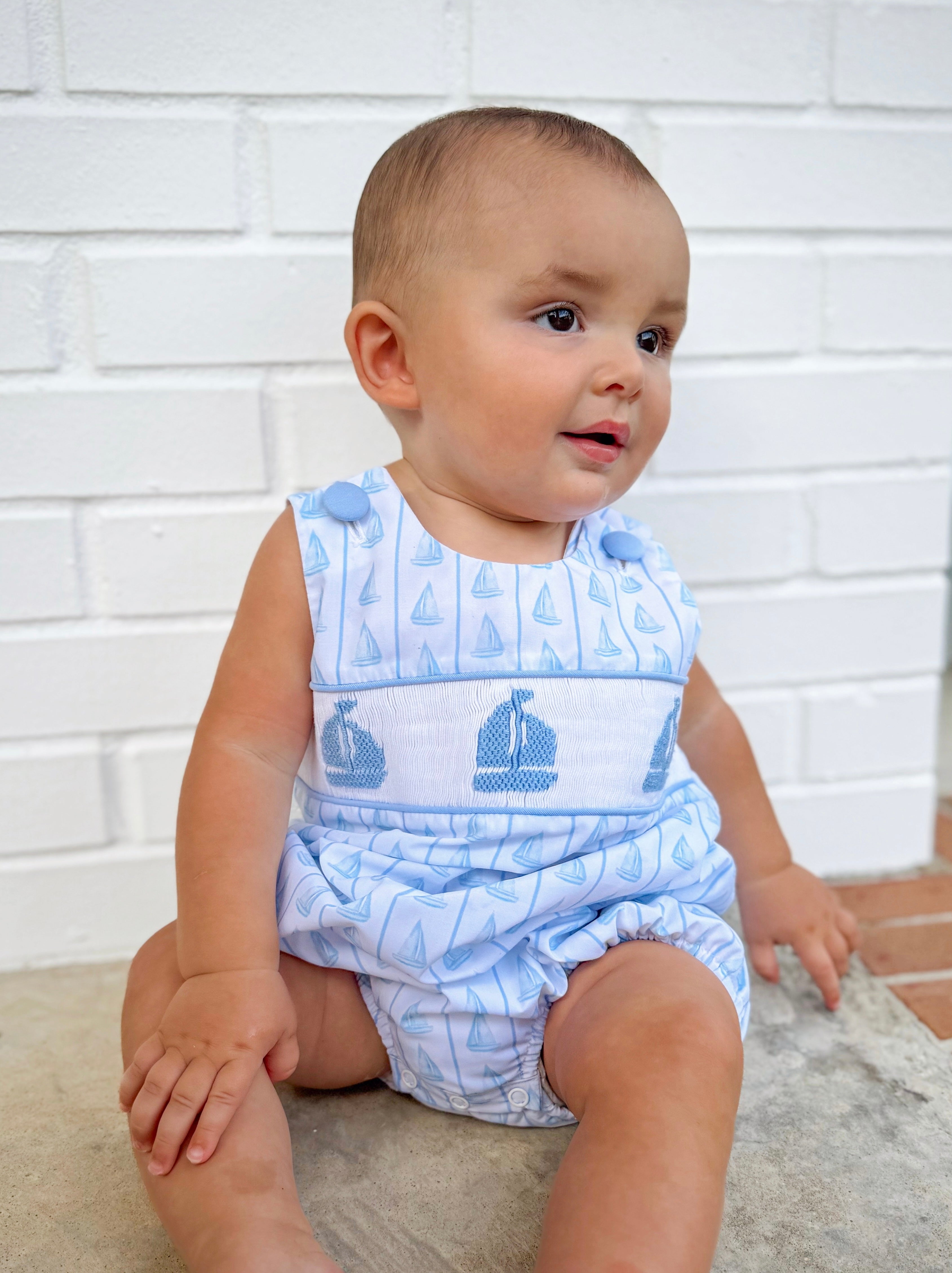 Boys Smocked Sailboats Bubble