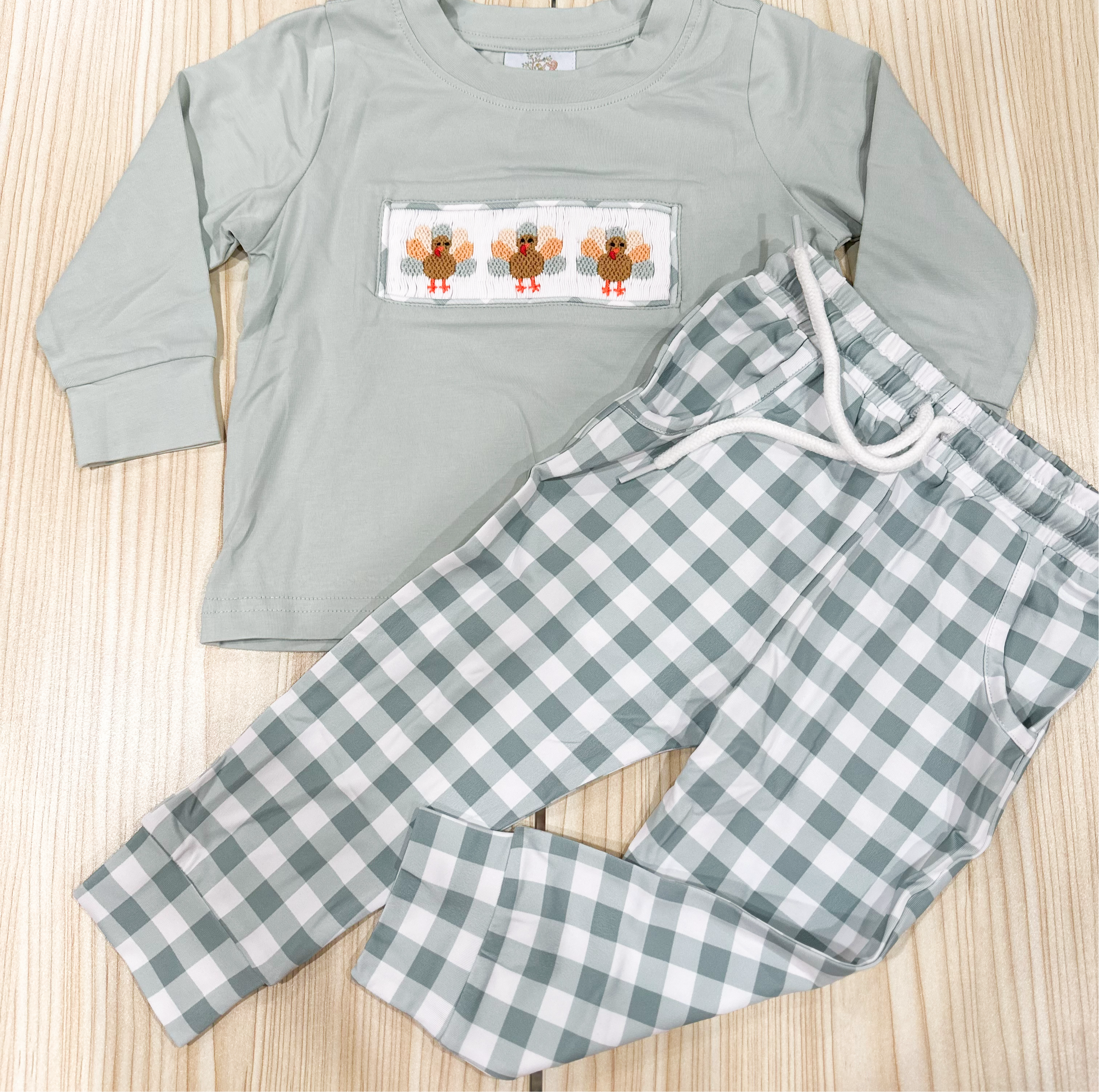 Boys Smocked Turkey Jogger Pant Set RTS