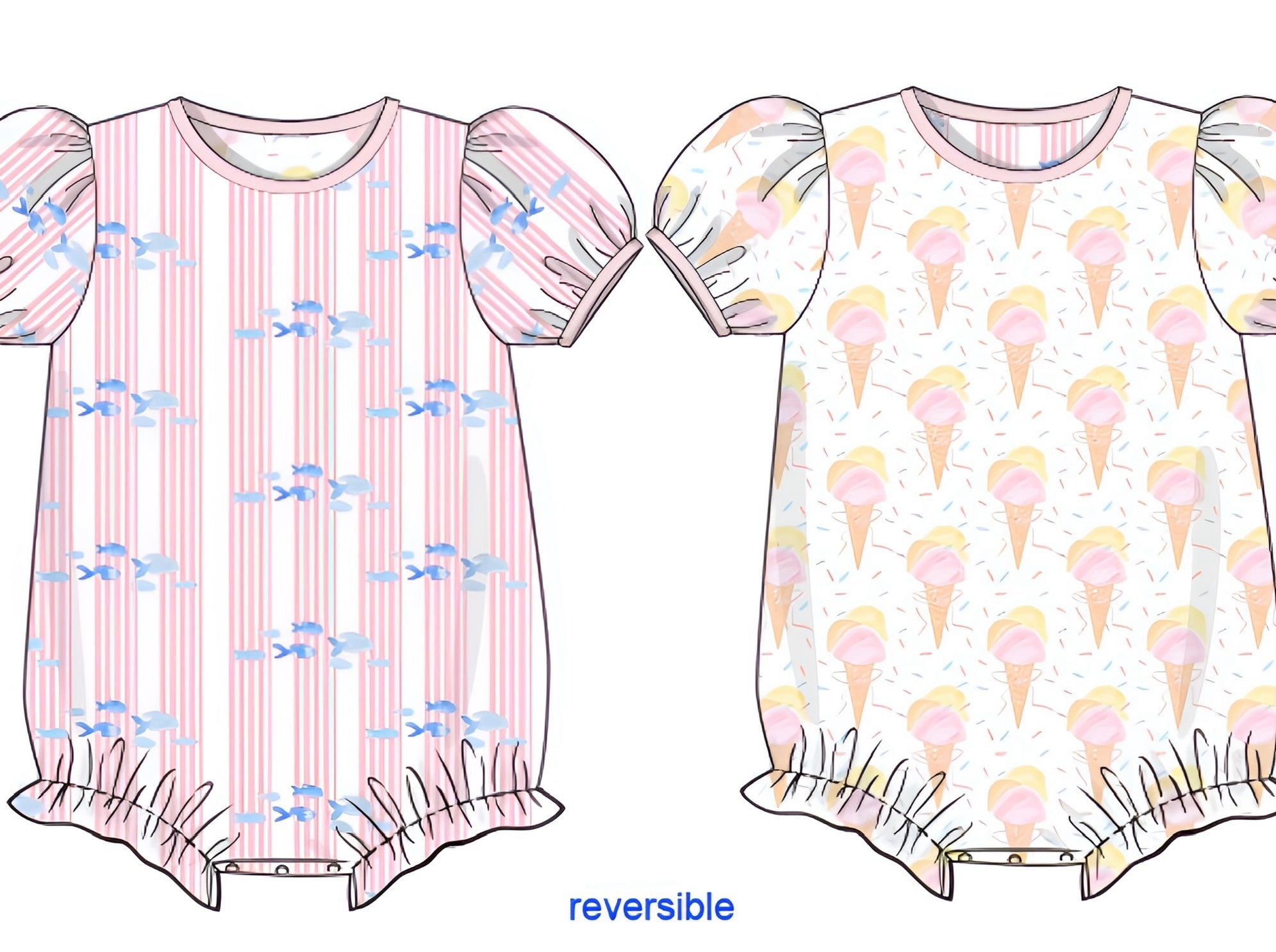 Girls Ice Cream & Fish Reversible Play Bubble
