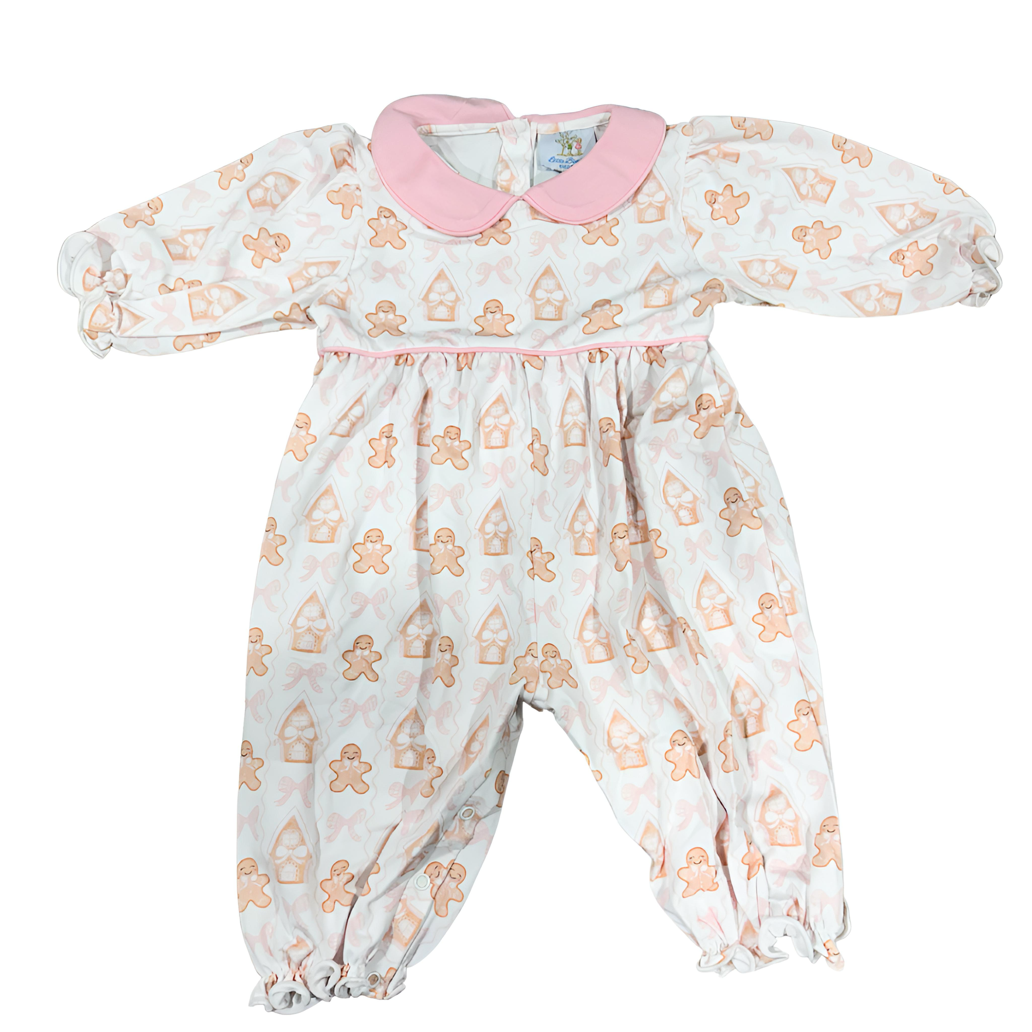 Girls Gingerbread Gal Knit Long Romper RTS