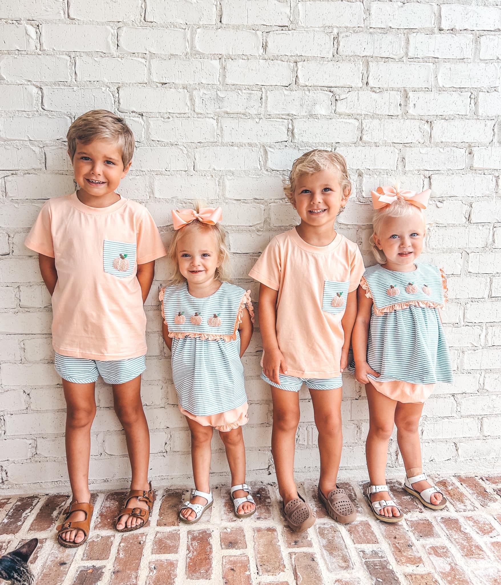 Boys Fairytale French Knot Pumpkin Short Set RTS