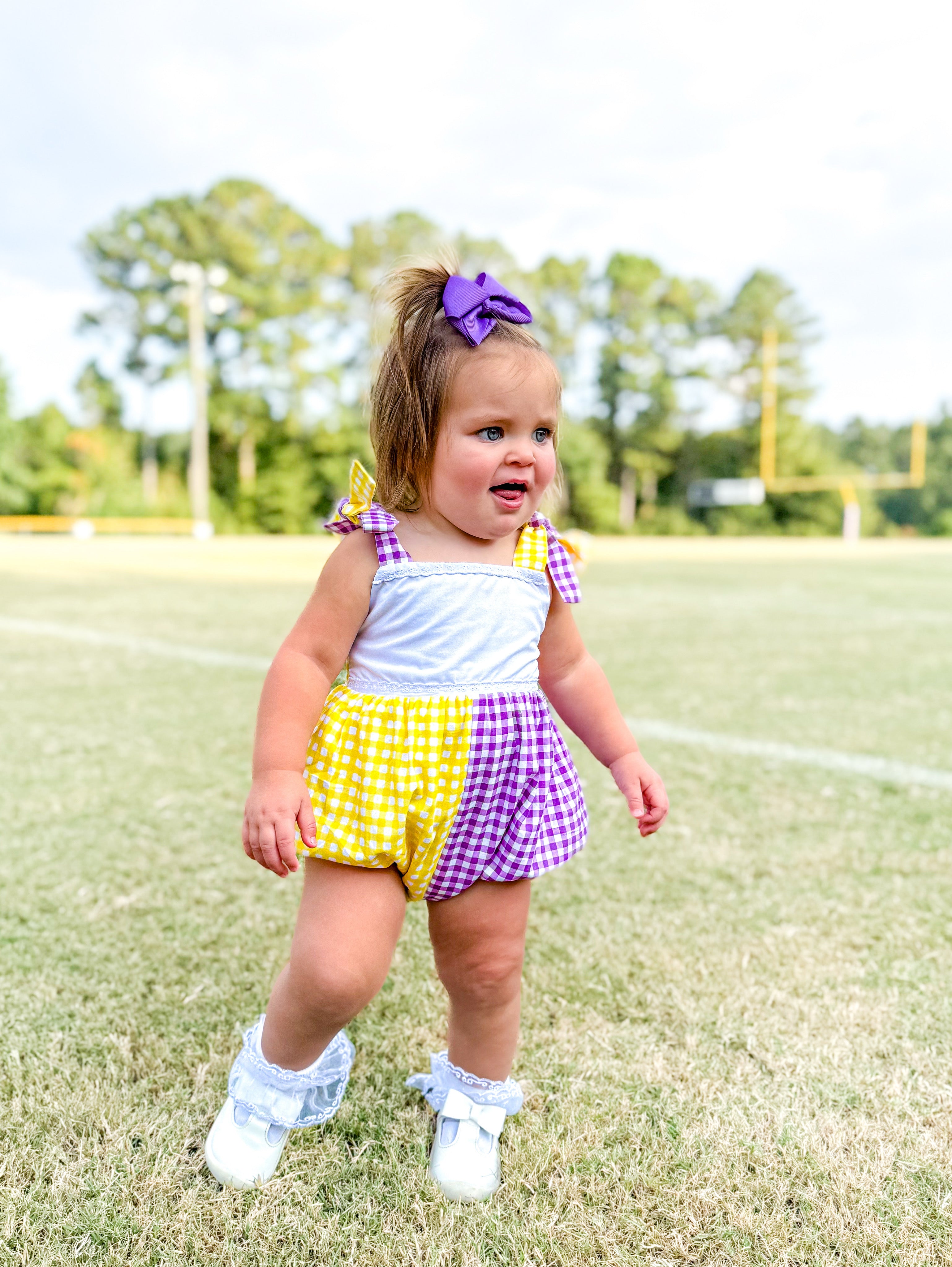 Gold & Purple Gingham Bubble