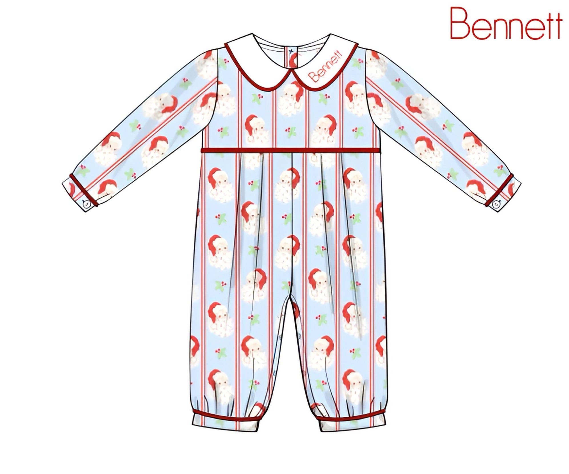Boys Blue Santa Knit Long Romper RTS
