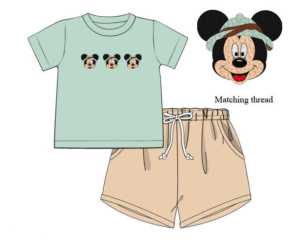 Boys French Knot Safari Mouse Short Set RTS