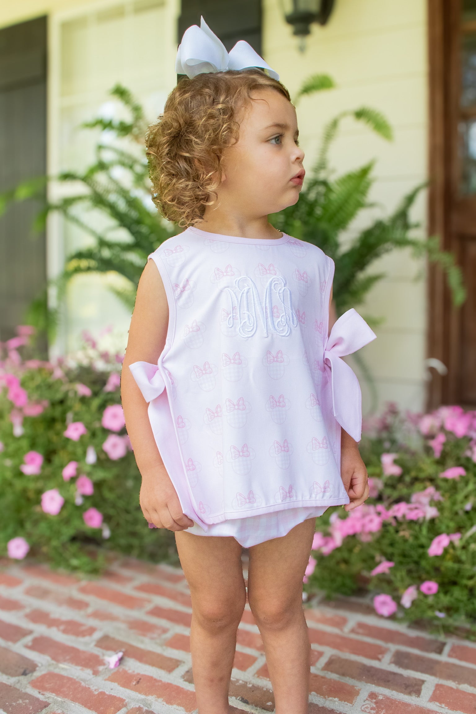 Girls Gingham Mouse Diaper Set RTS