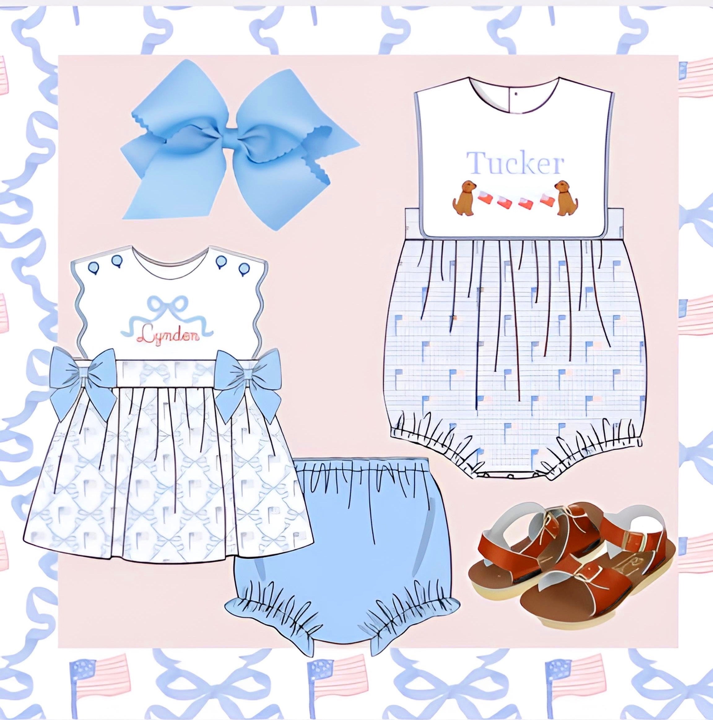 Girls American Flag Bloomer Set