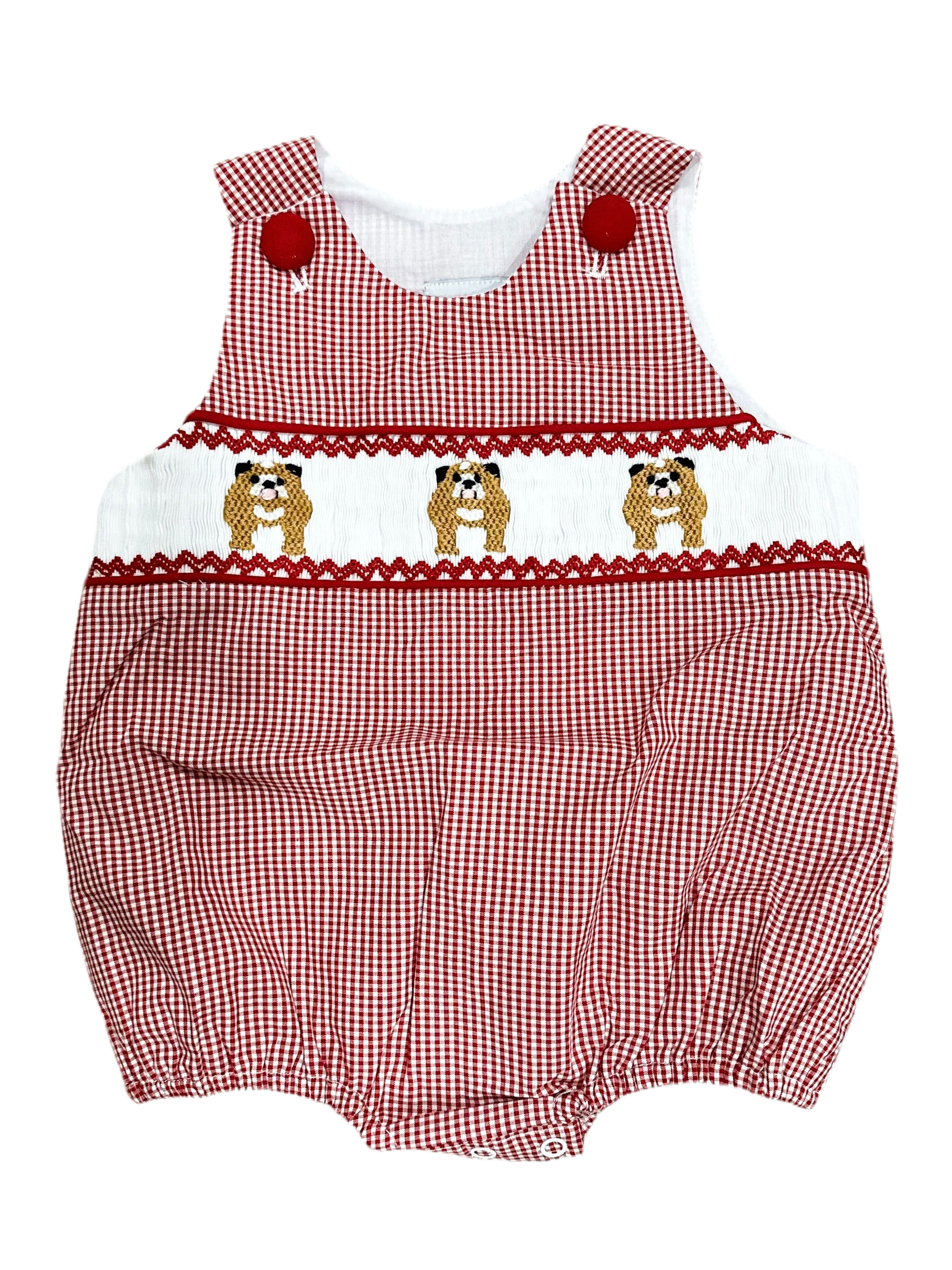 Boys Smocked Bulldog Bubble