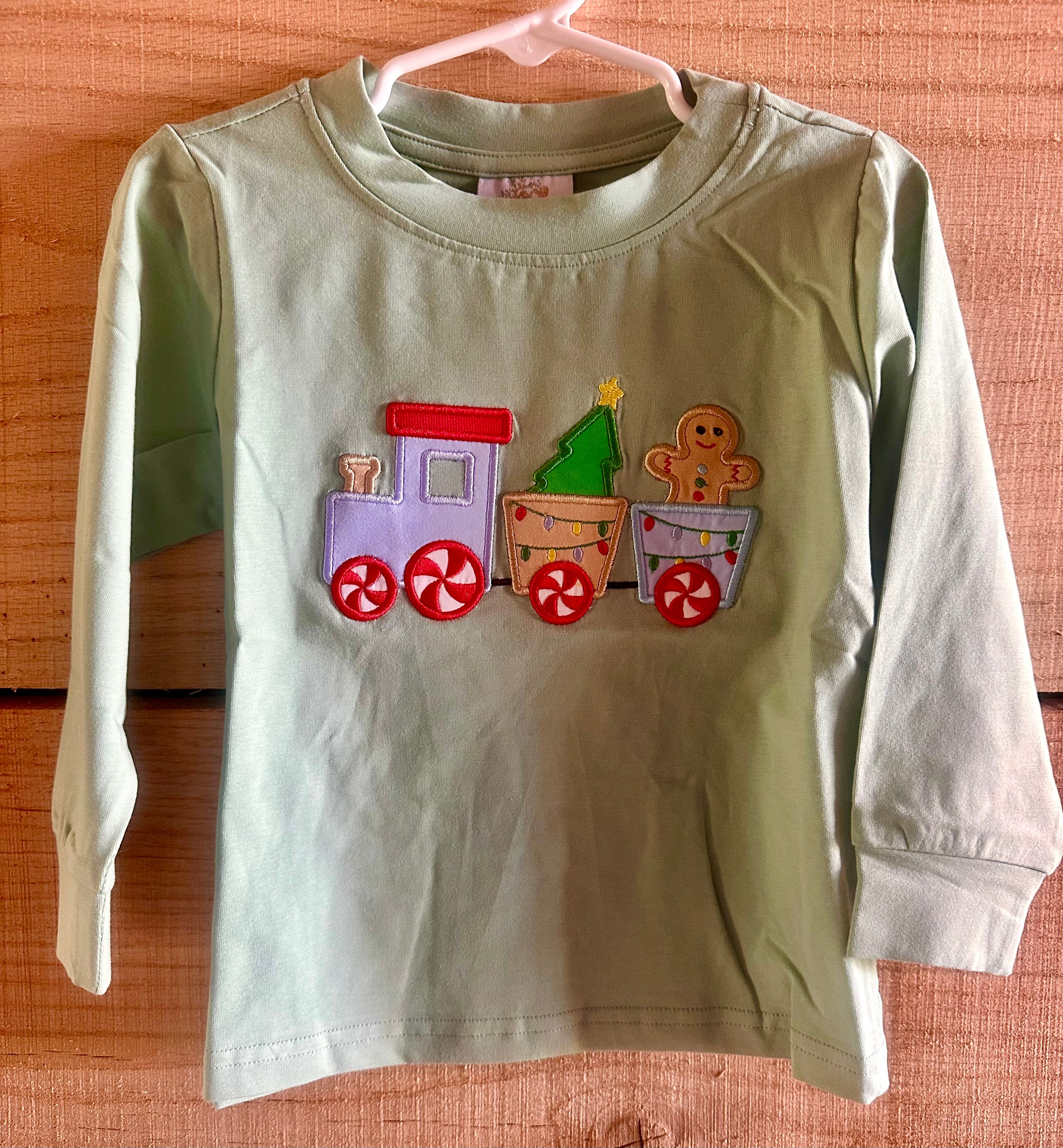 Boys Chrisstmas Train Appliqué Knit Shirt RTS