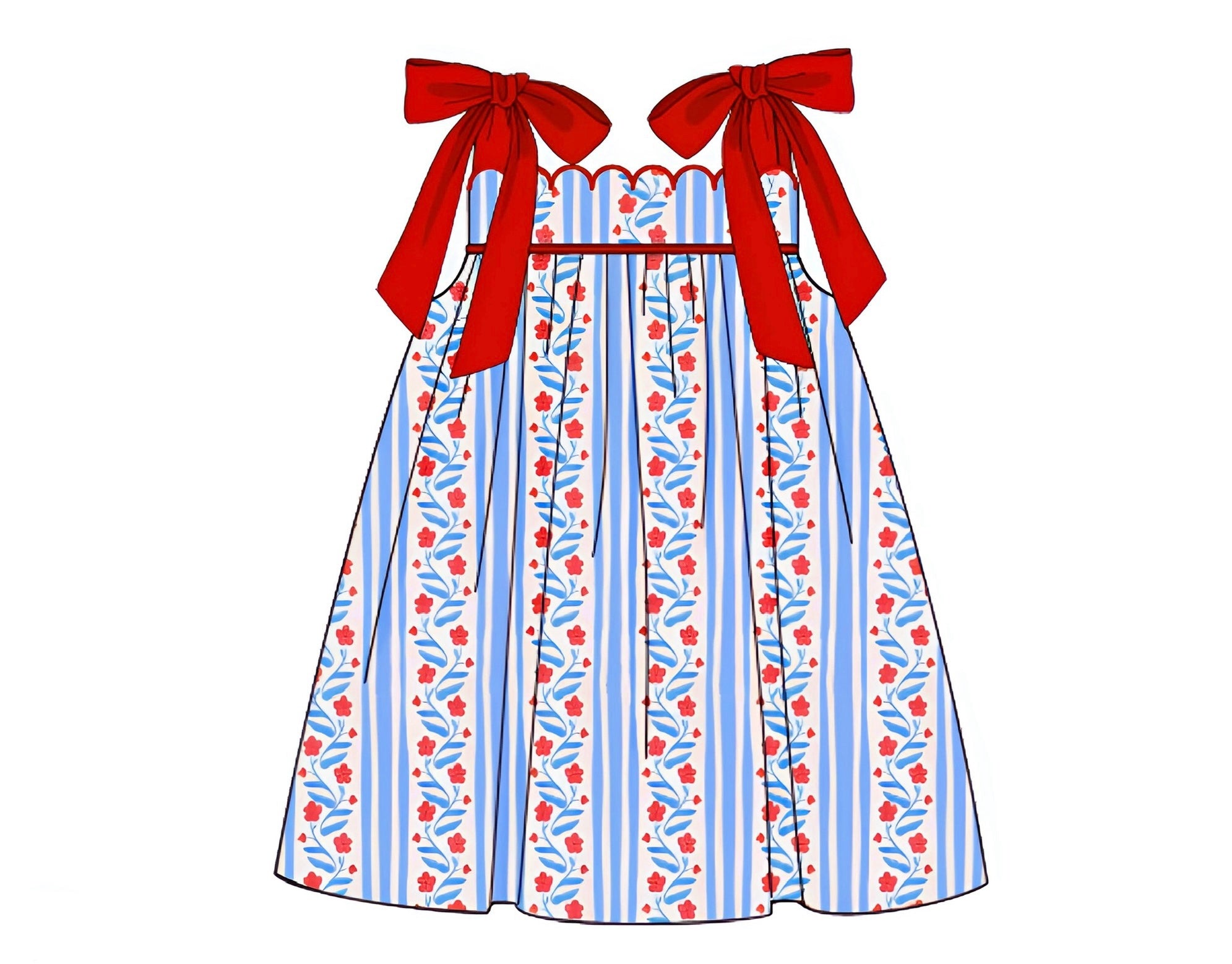 Girls Patriotic Floral Dress