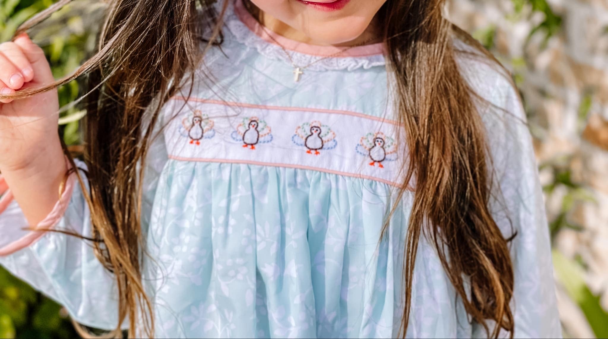 Girls Embroidered Turkeys Bloomer Set (and dress) RTS