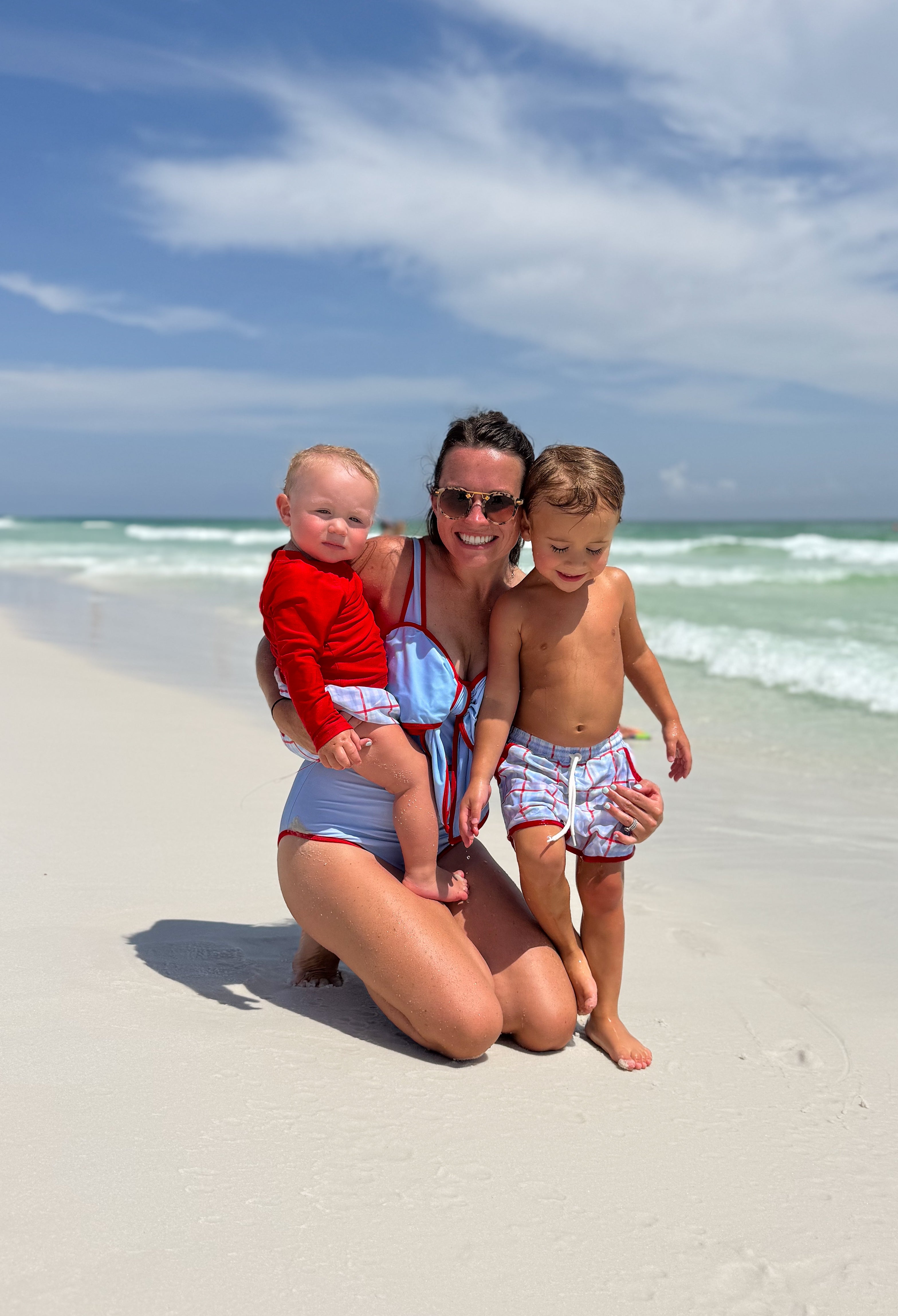 Boys Patriotic Plaid Swim Trunks