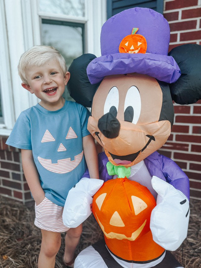 Boys Pumpkin Face Appliqué Short Set RTS