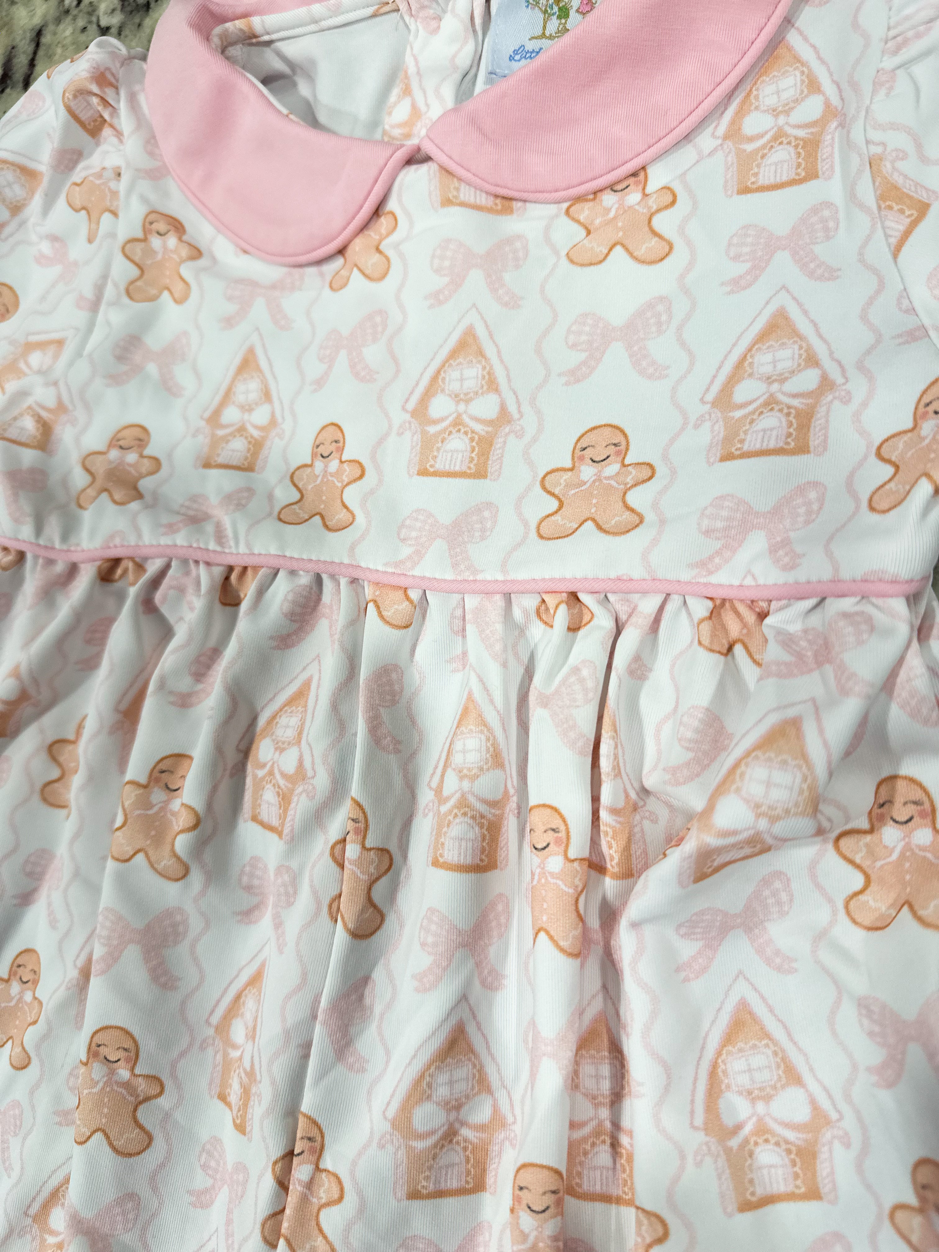 Girls Gingerbread Gal Knit Long Romper RTS